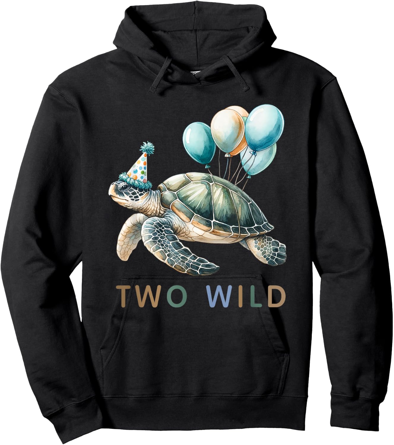 2nd Birthday 2 Years Old Two Wild Sea Turtle Animal Kids Hoodie - Hoodie | Black