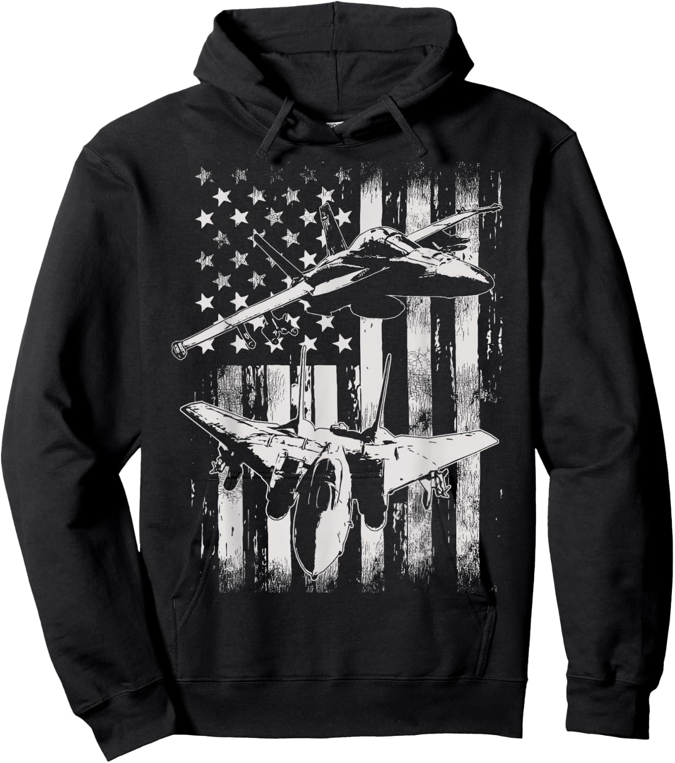 F-14 Tomcat Military Fighter Airplane American Flag Hoodie - Hoodie | Black