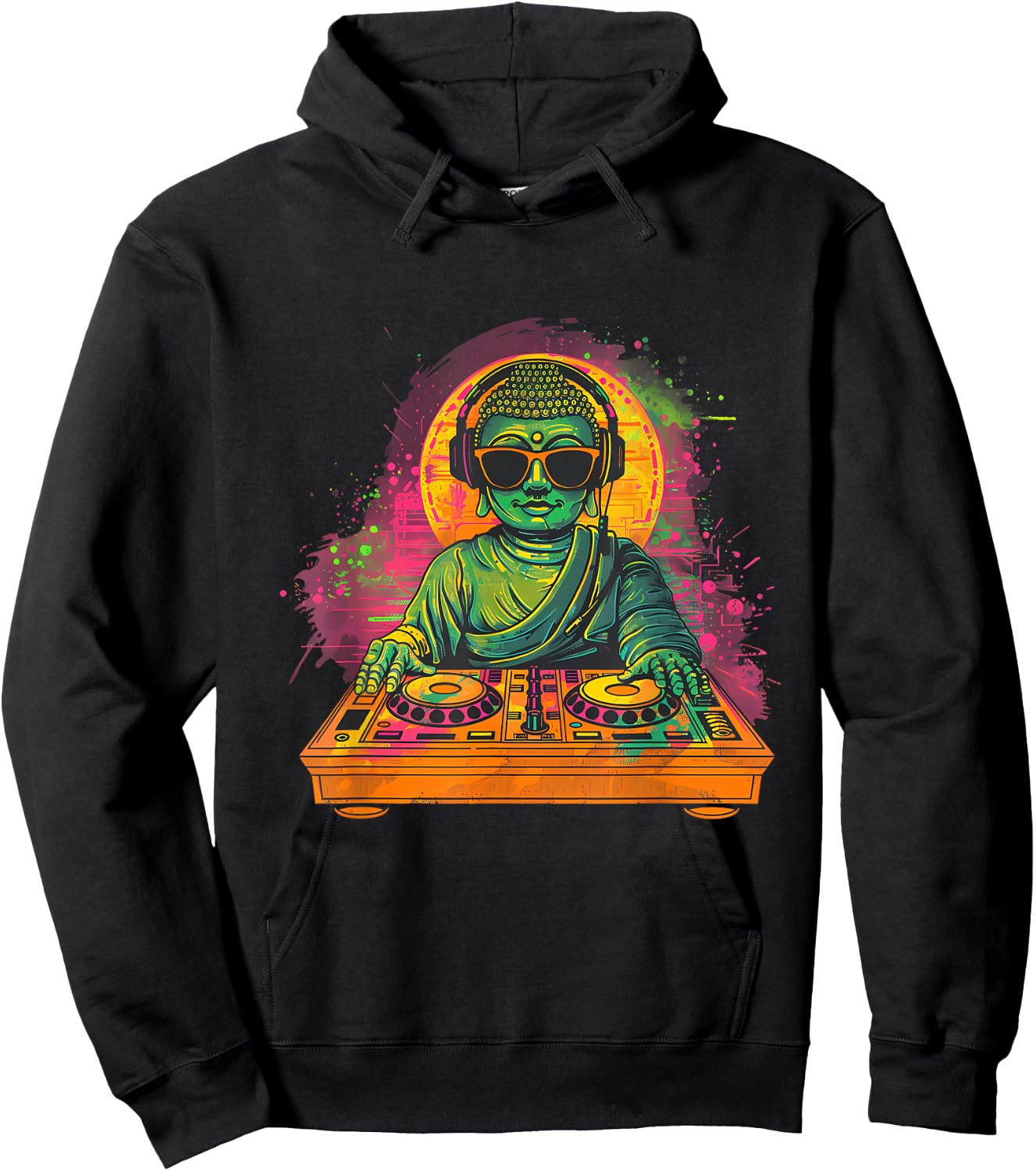 Buddha DJ Turntable DJ Buddha Meditation Dance Club House Hoodie - Hoodie | Black