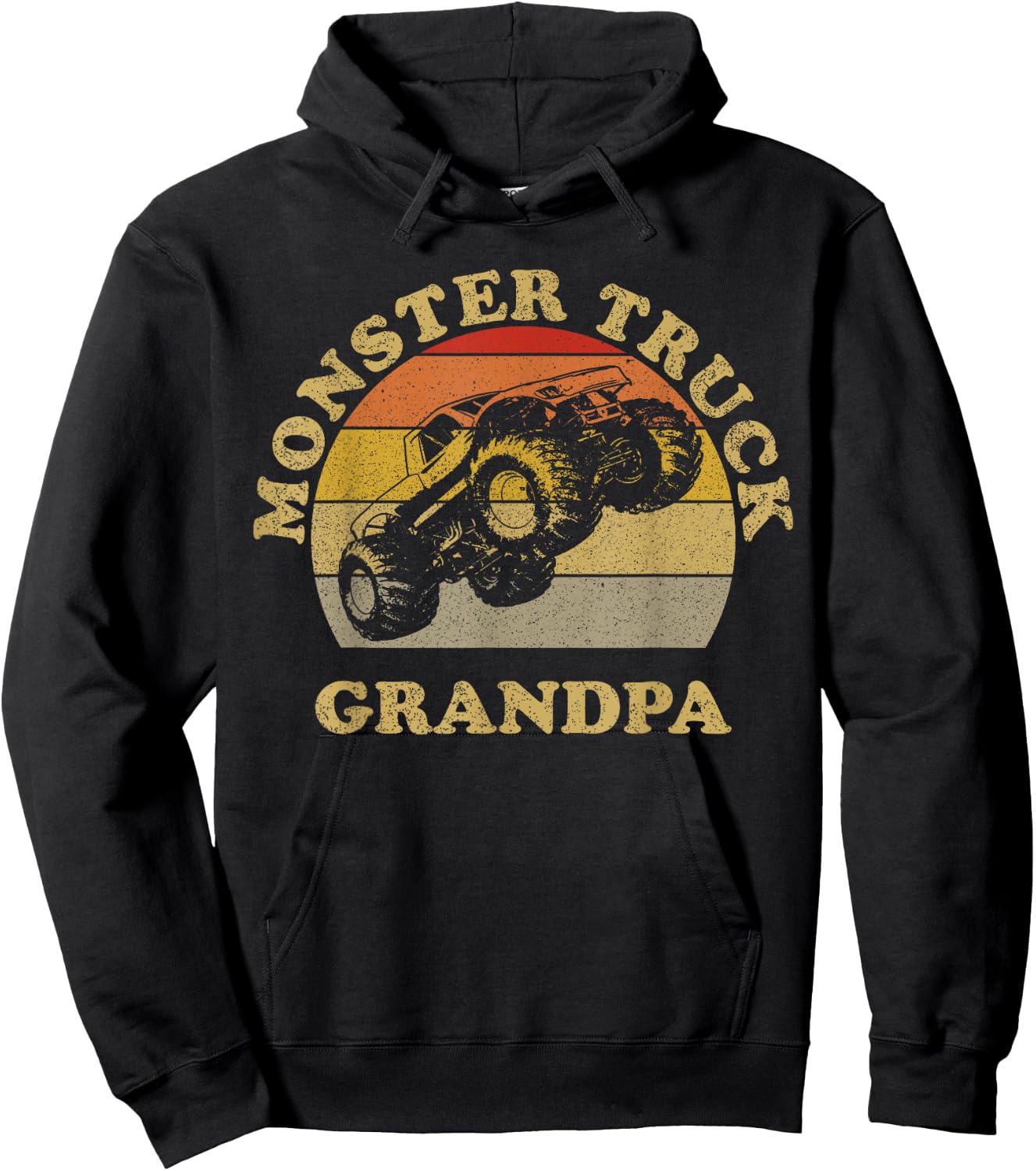 Monster Truck Grandpa For Grandfather Retro Vintage Hoodie - Hoodie | Black