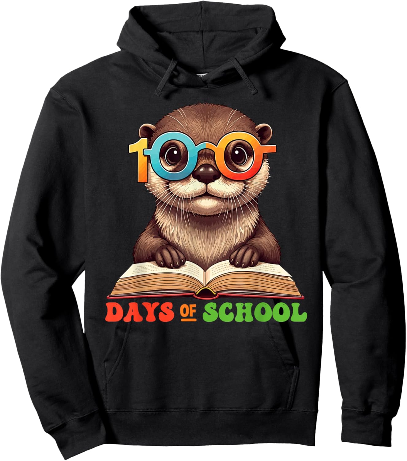 Funny Otter 100th Day Of School Teacher Kids Hoodie - Hoodie | Black