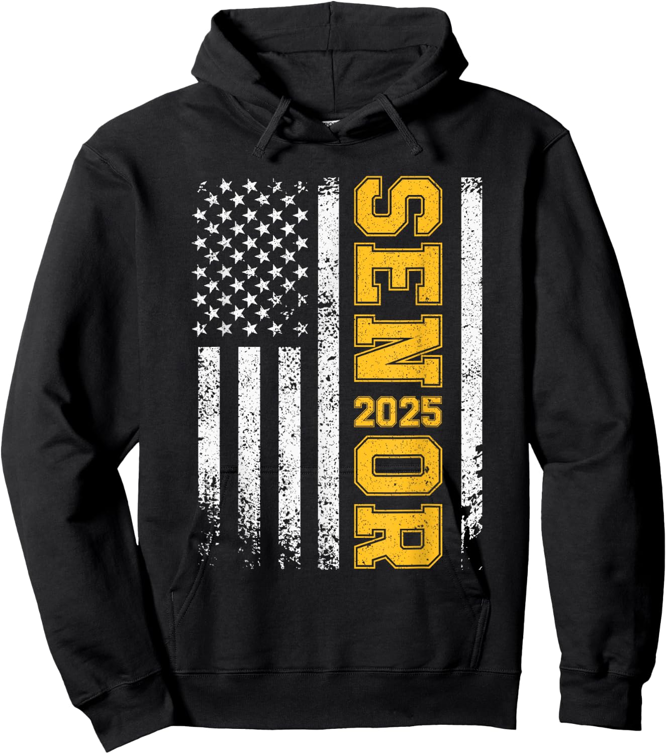 Senior 2025 American Flag USA Class of 2025 Graduation Hoodie - Hoodie | Black