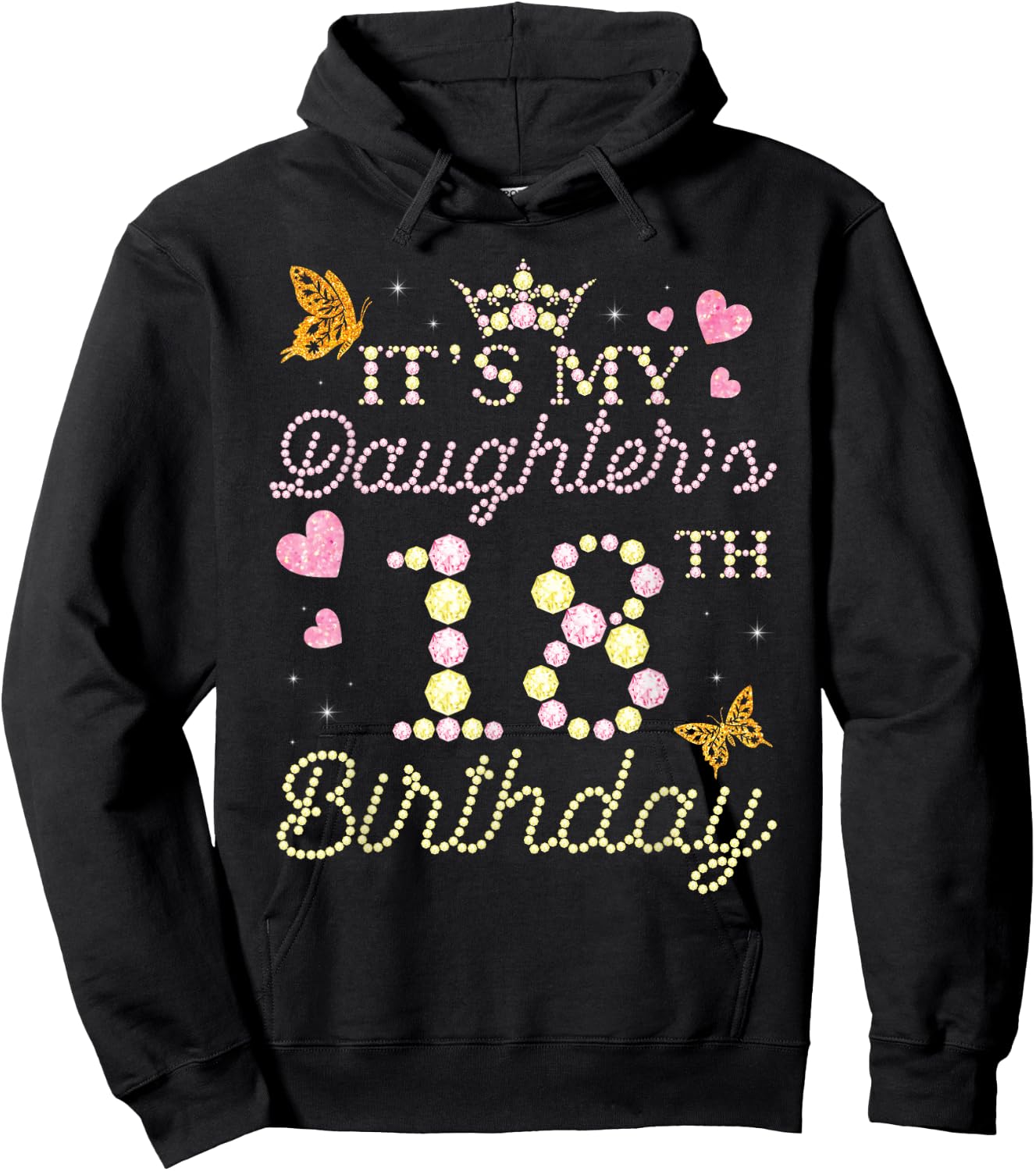 Happy Mom Dad Mother Father It's My Daughter's 18th Birthday Hoodie - Hoodie | Black