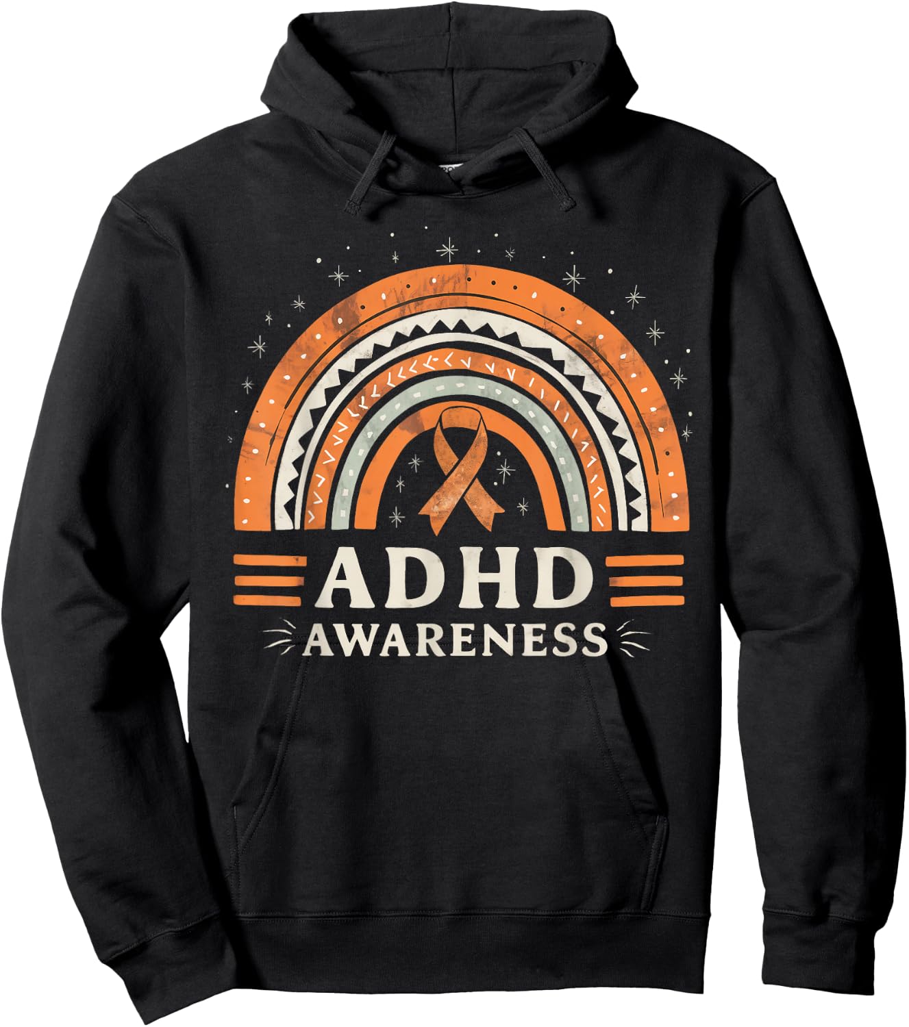 Orange Leopard Rainbow for ADHD Neurodiversity Awareness Hoodie - Hoodie | Black