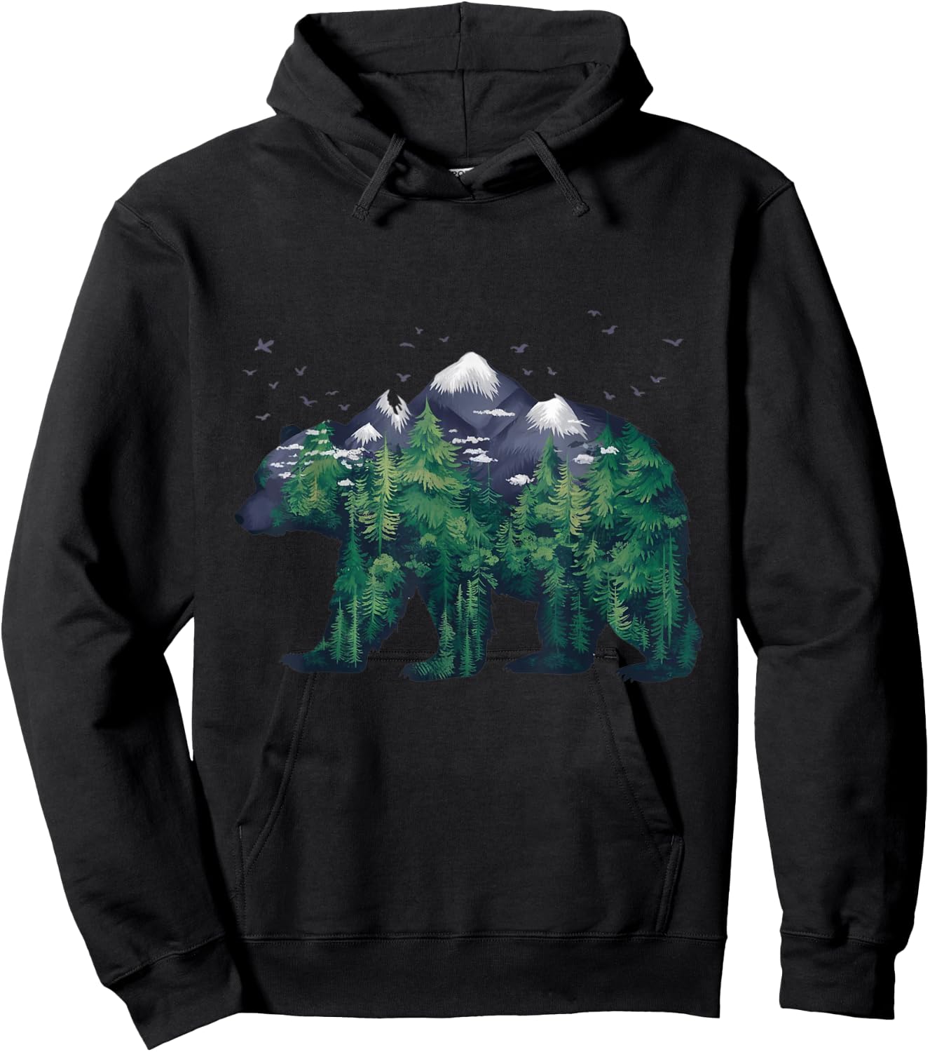 Bear Nature Outdoor Mountains Forest Trees Bear Wildlife Hoodie - Hoodie | Black