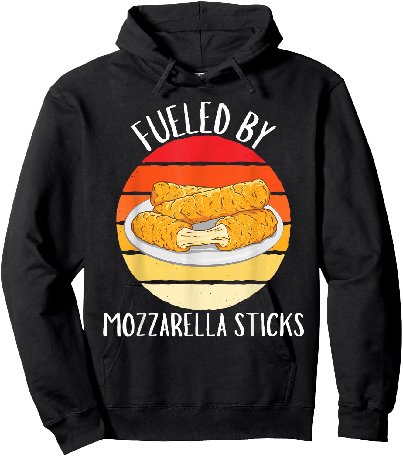 Vintage Fueled By Mozzarella Sticks Food Lover Hoodie - Hoodie | Black