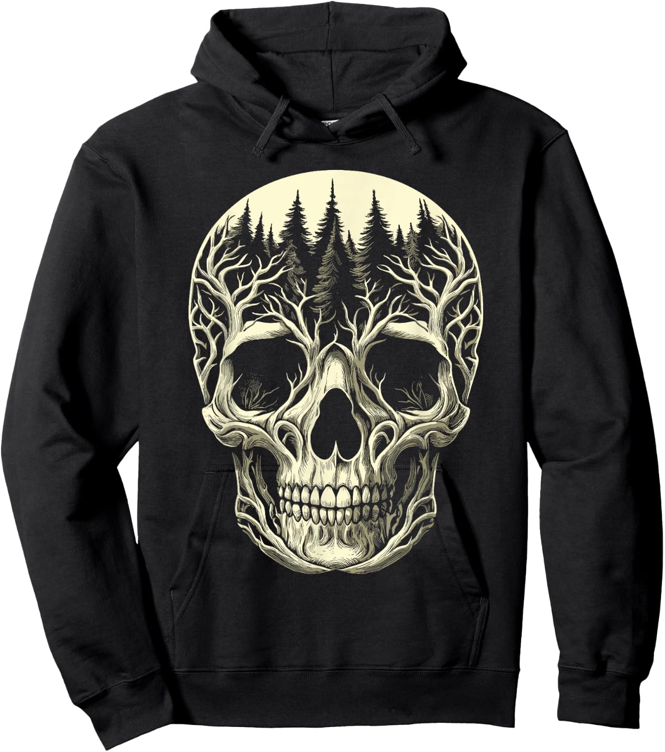 creepy Skull Forest skeleton Horror Hoodie - Hoodie | Black