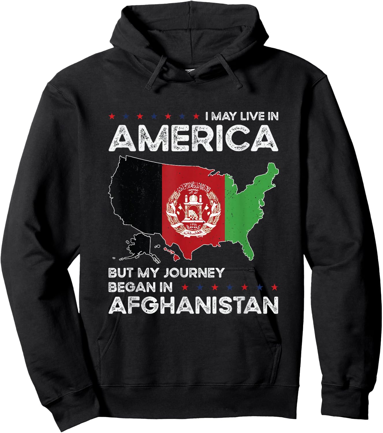 Afghan American Patriot USA Grown Afghanistan US Flag Hoodie - Hoodie | Black