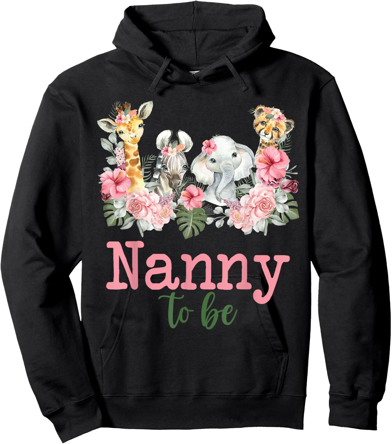 Nanny To Be Birthday Boy Girl Zoo Theme Animal Party Hoodie - Hoodie | Black