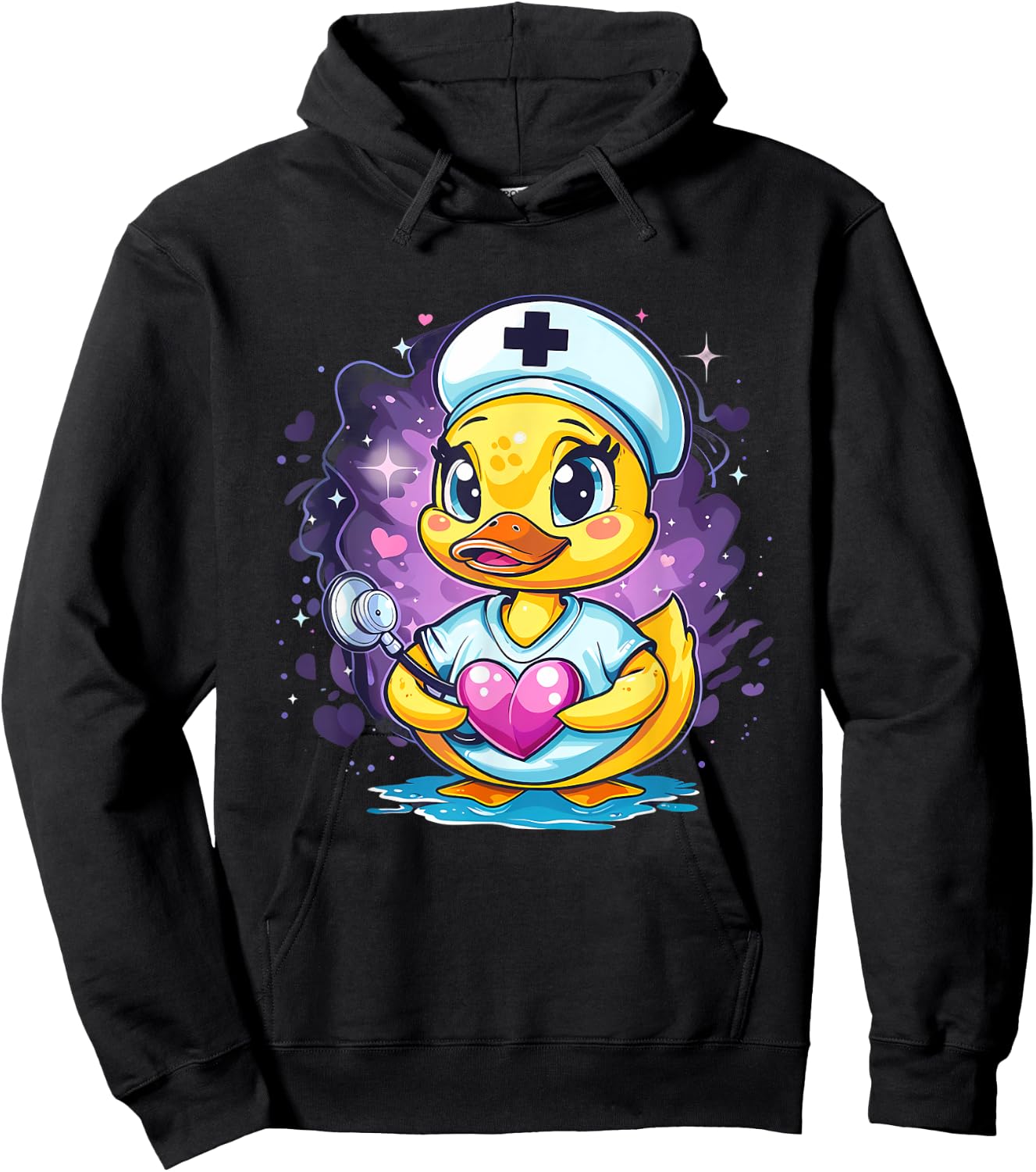 Rubber Duck Nurse Nursing School Rubber Duckie Stethoscope Hoodie - Hoodie | Black