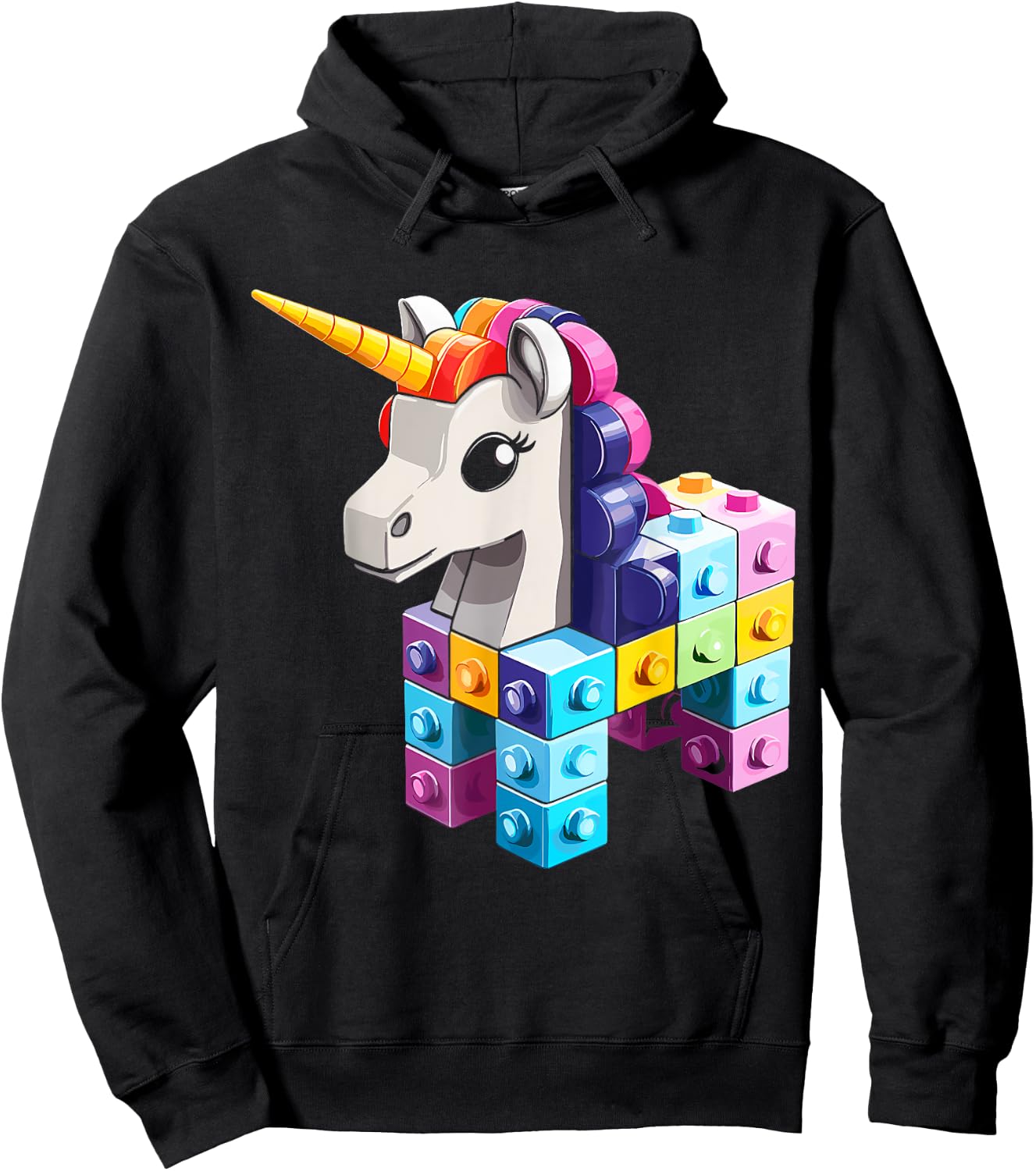 Master Builder Bricks Blocks Play Toys Unicorn Youth Kids Hoodie - Hoodie | Black
