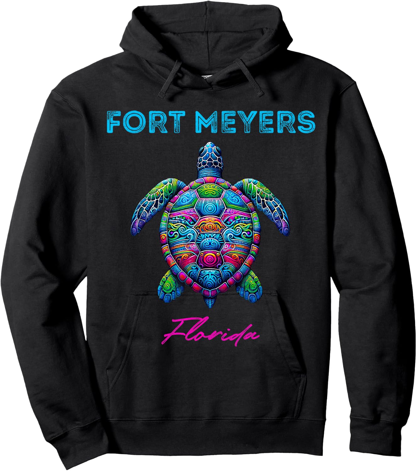 Fort Myers Florida Tribal Beach Sea Turtle Hoodie - Hoodie | Black