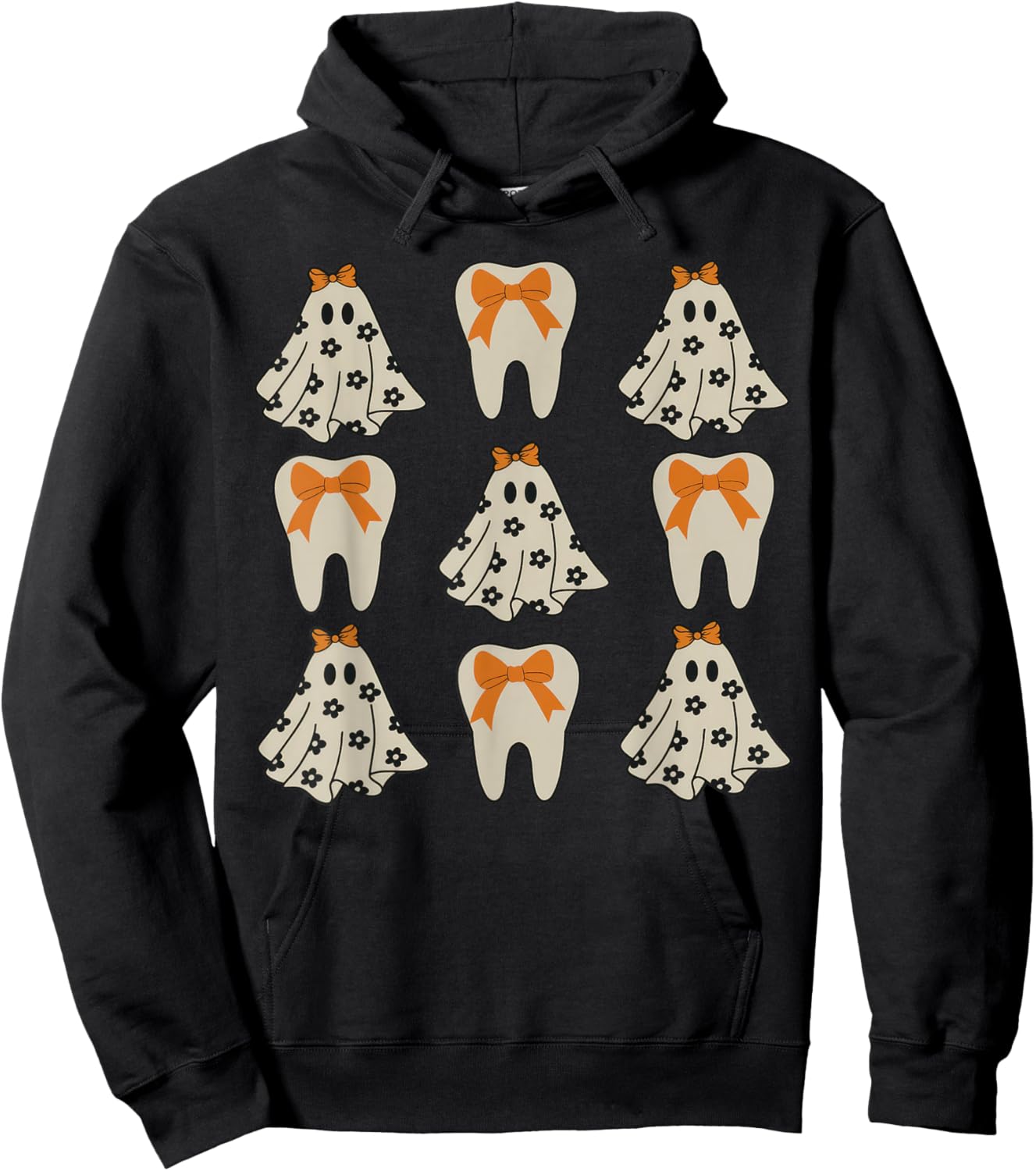 Floral Ghost Teeth Dental Dentist Halloween Costume Hoodie - Hoodie | Black