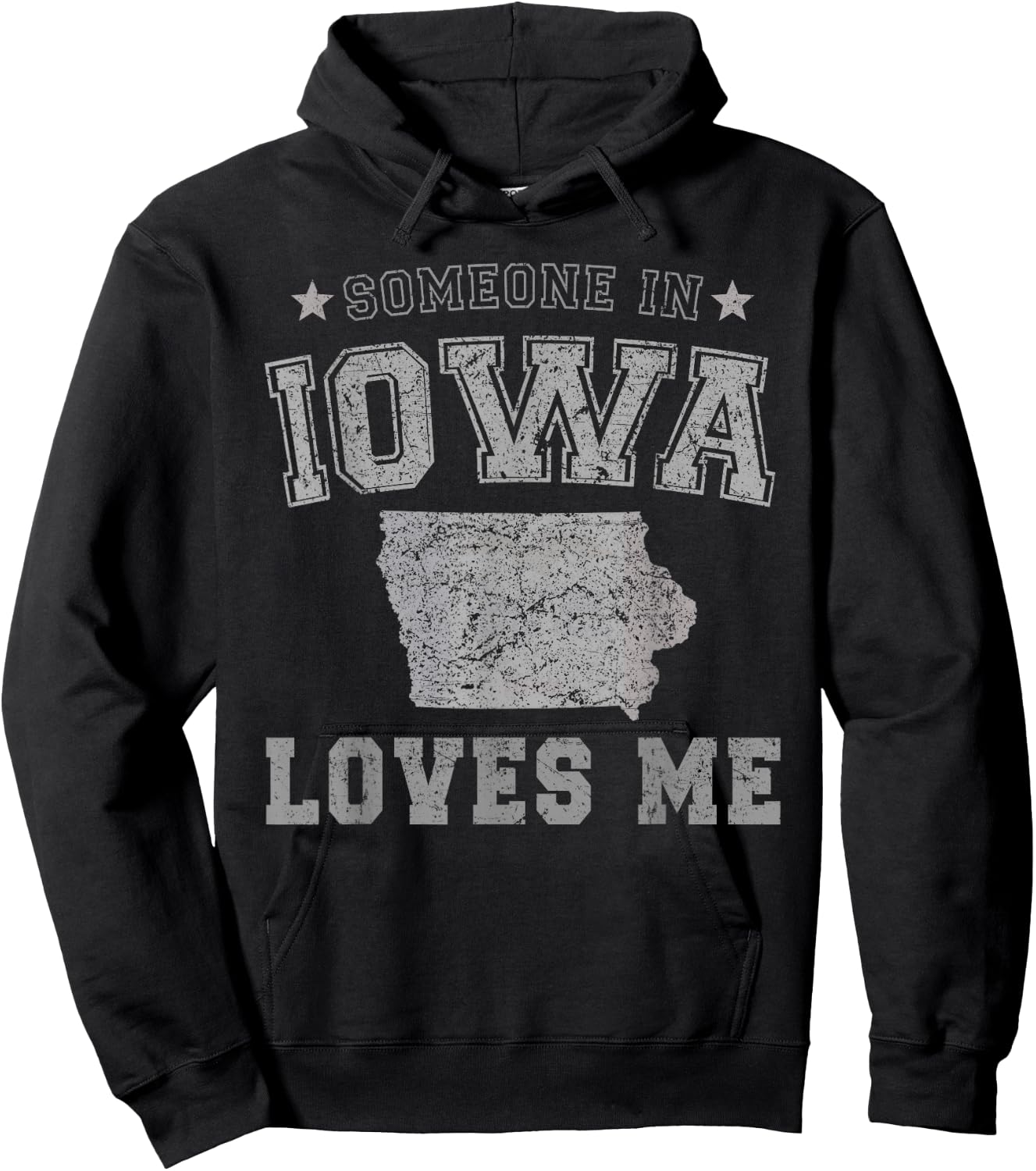Someone In Iowa Loves Me Heart Vintage State Hoodie - Hoodie | Black