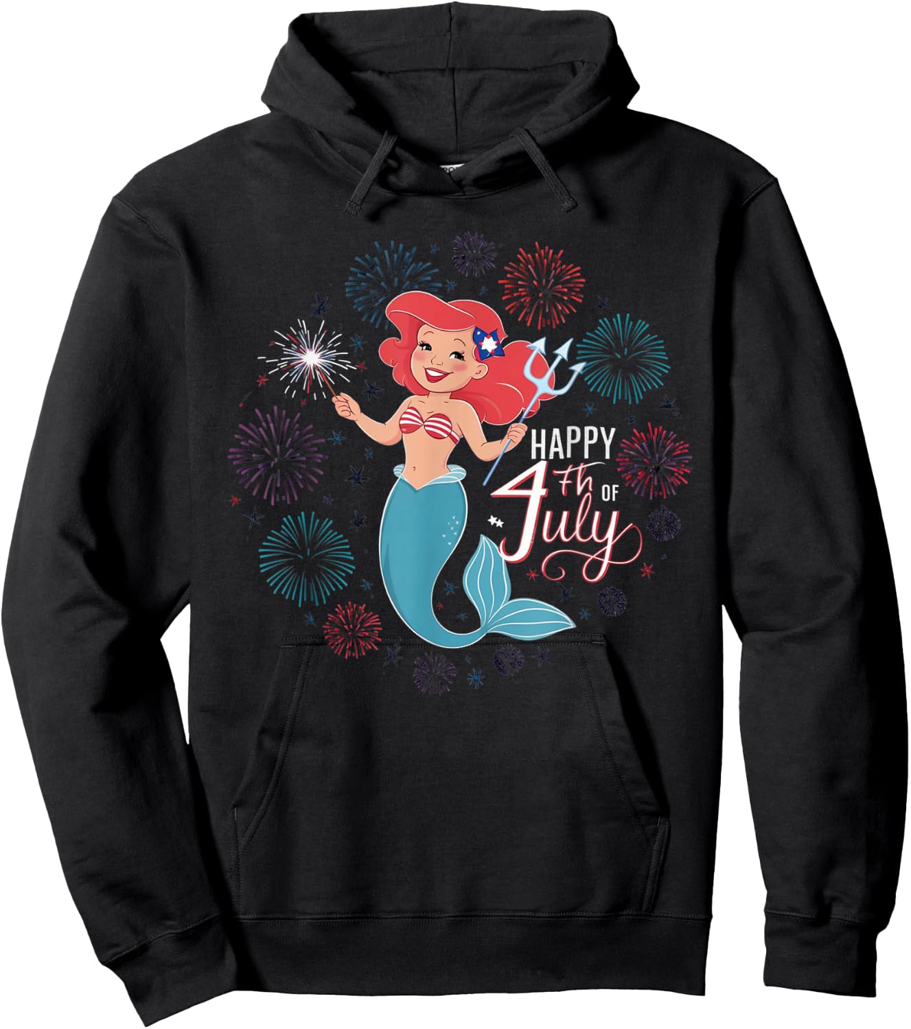 Patriotic Happy 4th of July Mermaid Cute Kids Men Hoodie - Hoodie | Black