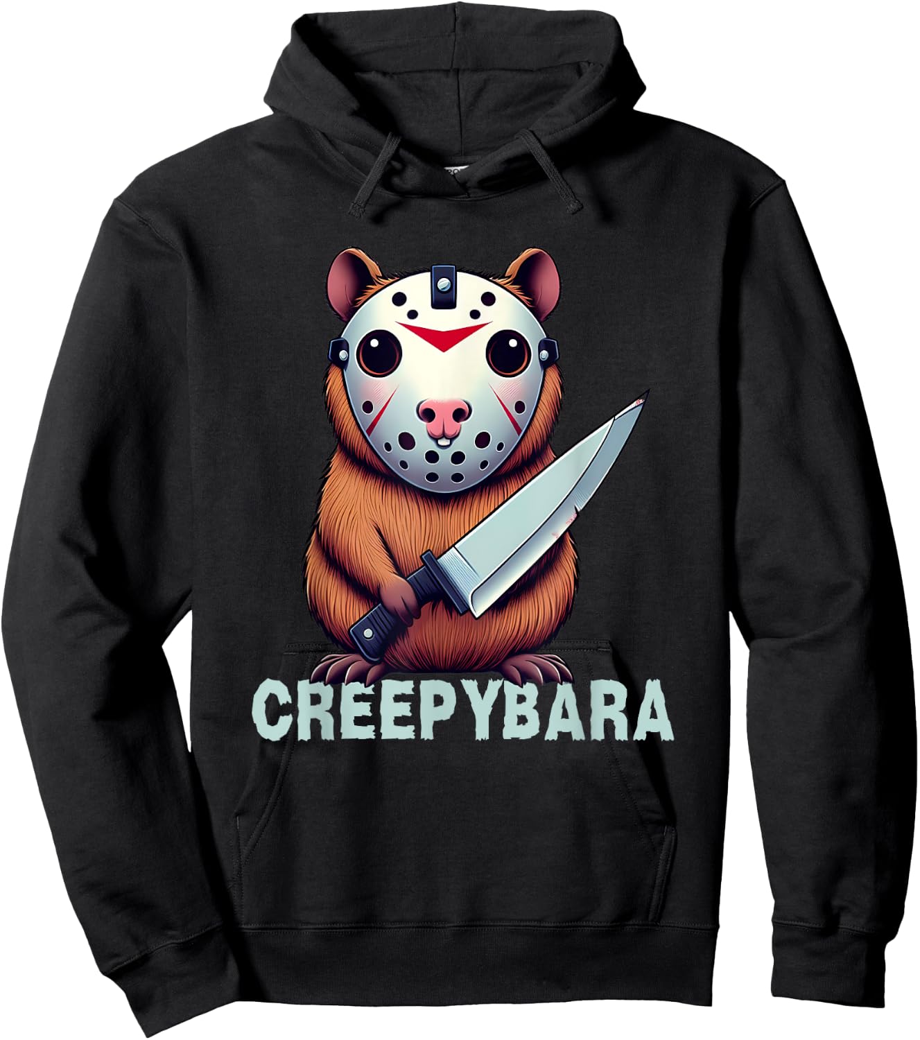 Creepybara Horror Capybara – Funny Halloween Scary Animal Hoodie - Hoodie | Black
