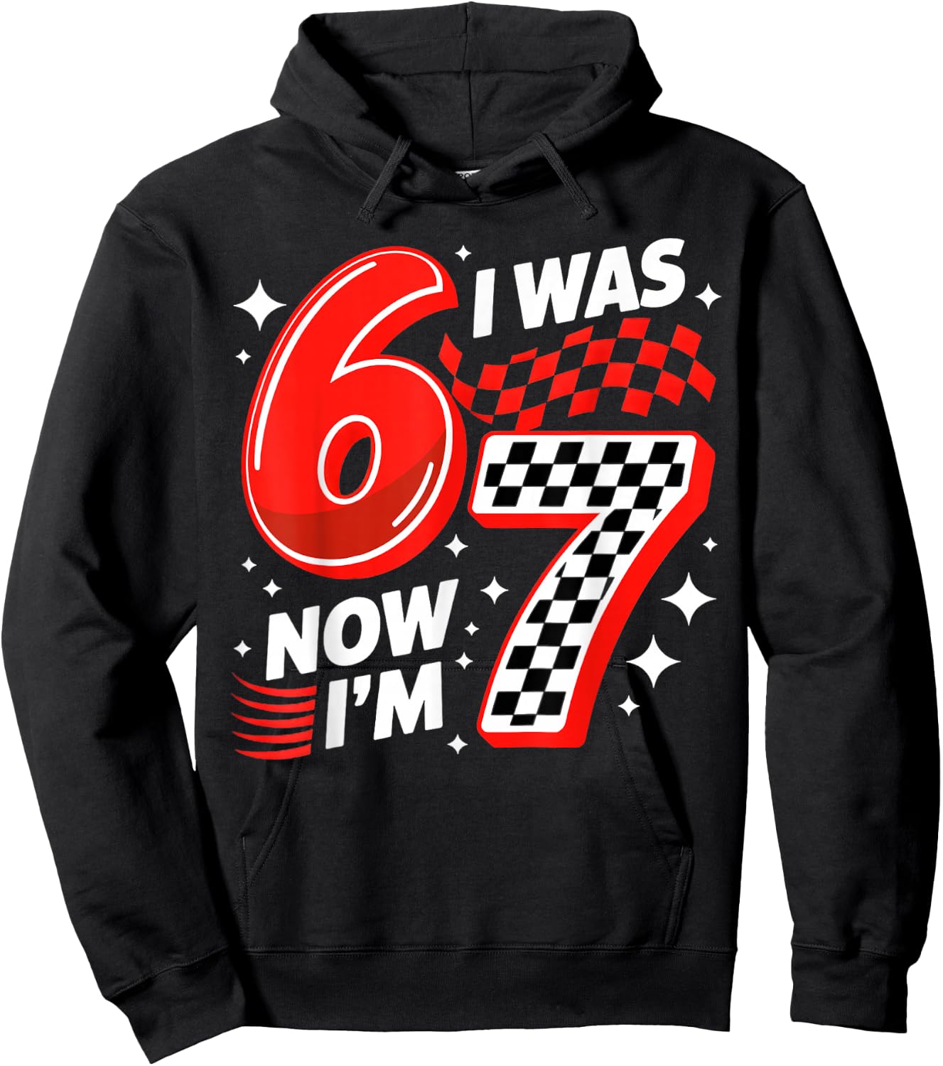 7th Racing Birthday I was 6 Now I'm 7 Boys 7 Year Old Hoodie - Hoodie | Black