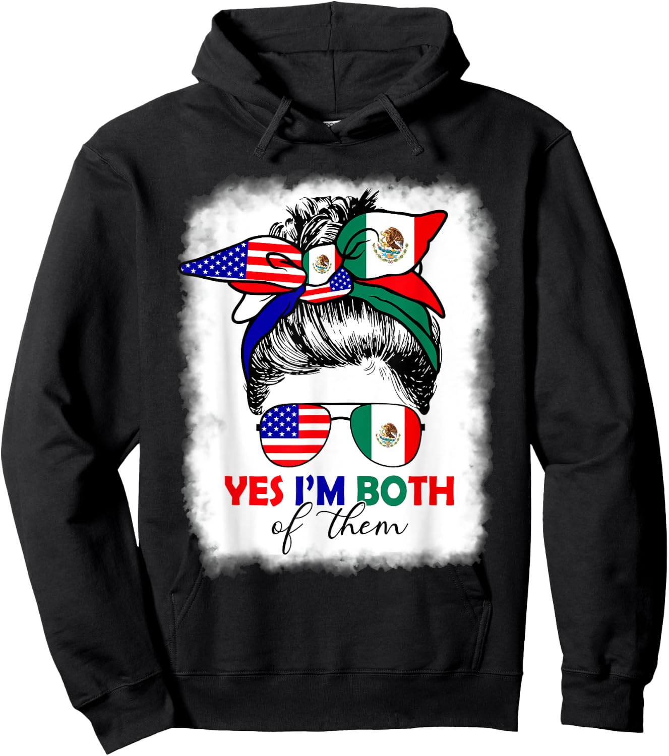 Half Mexican American Yes I'm Both of Them Mexico USA Flag Hoodie - Hoodie | Black