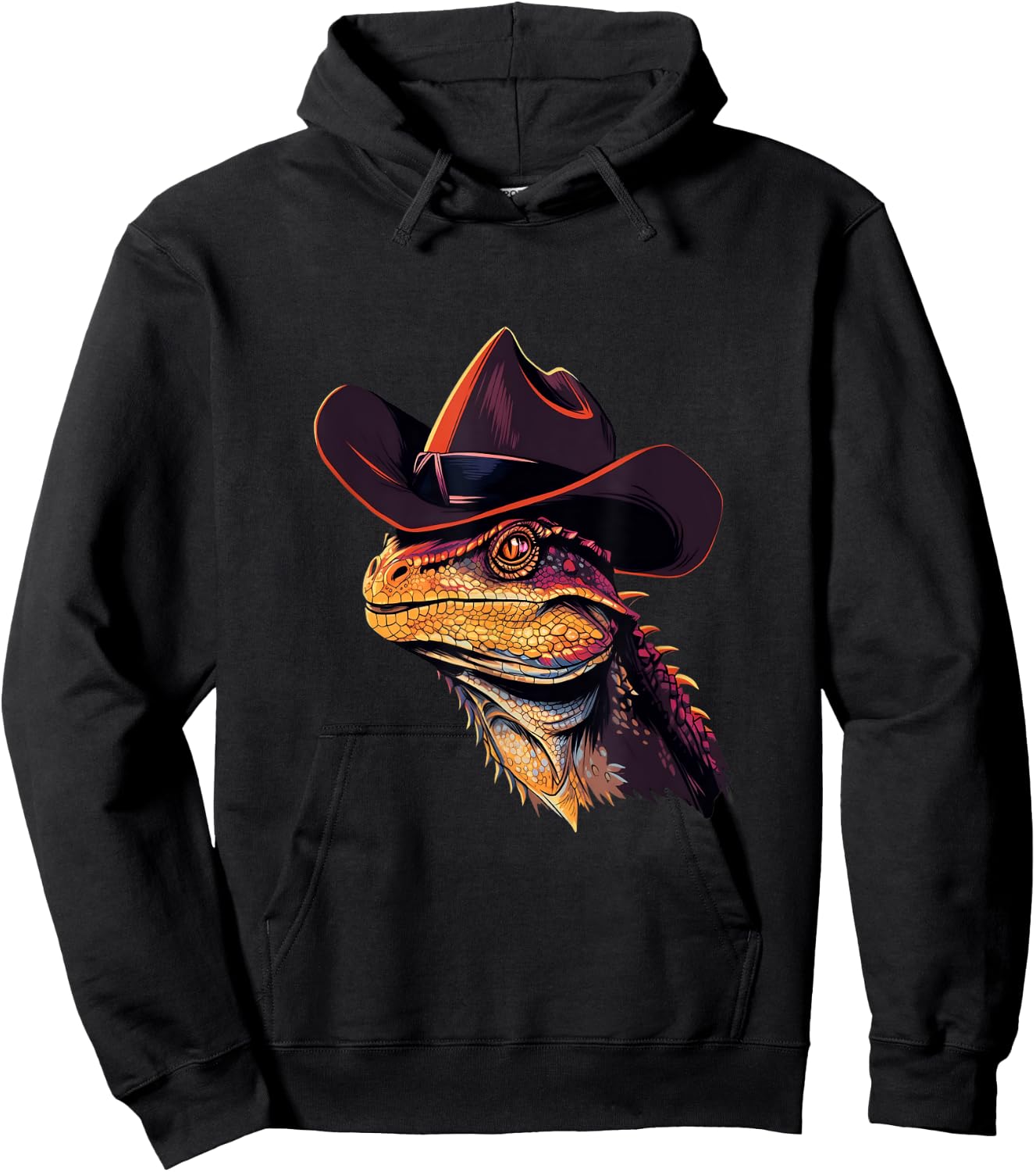 Bearded Dragon Cowboy Hat Reptile Lizard Western Hoodie - Hoodie | Black