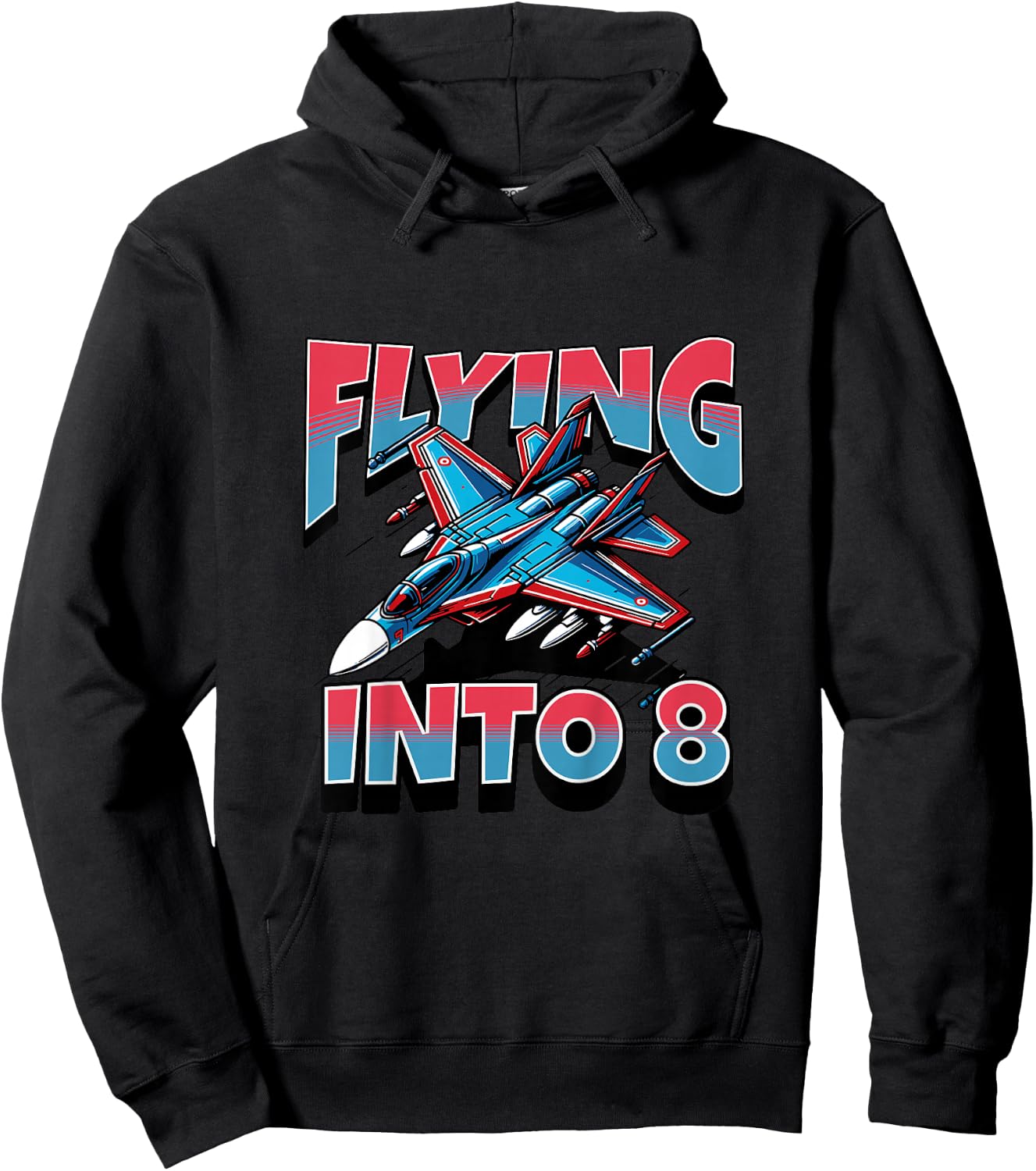 Jet Fighter Flying Into 8 Year Old 8th Birthday Boy Hoodie - Hoodie | Black