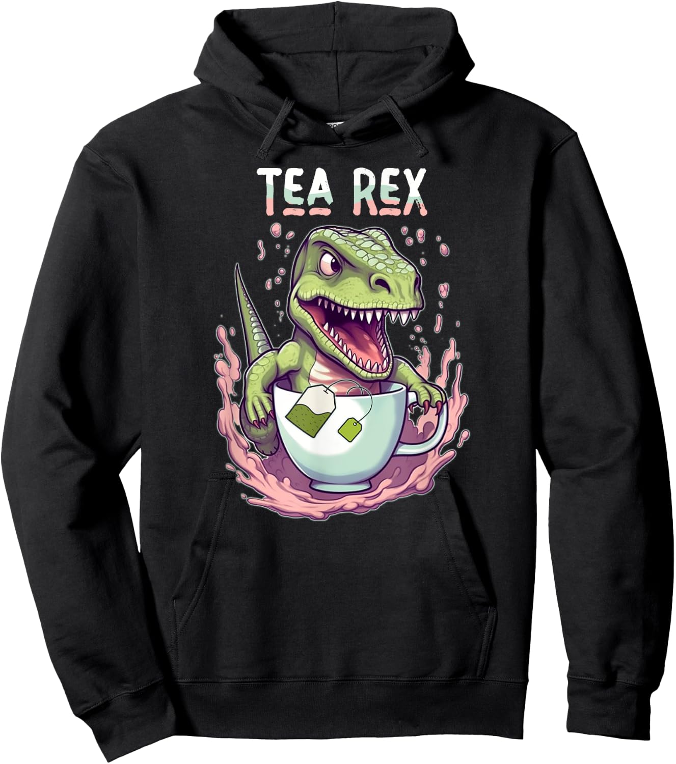 Tea Rex - Dinosaur - Tea Lovers Hoodie - Hoodie | Black
