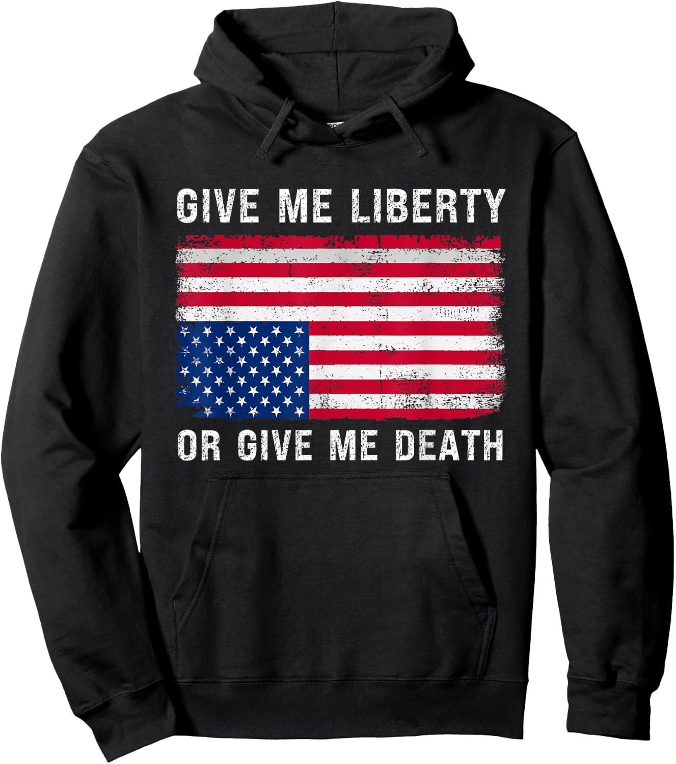 Upside Down American Flag Give Me Liberty Adult USA Freedom Hoodie - Hoodie | Black