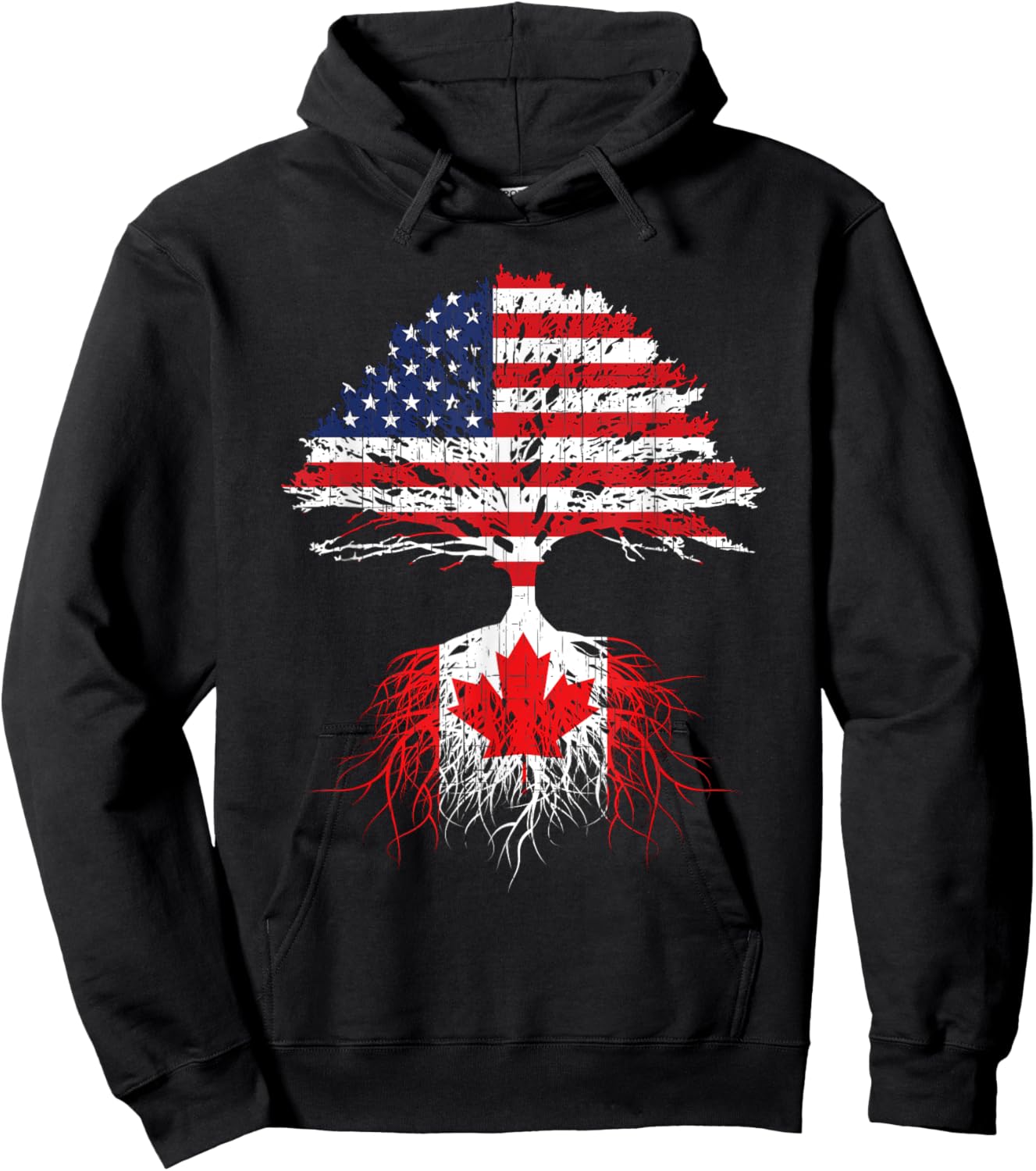 Canadian Roots American Grown Canada Flag Men Women Hoodie - Hoodie | Black