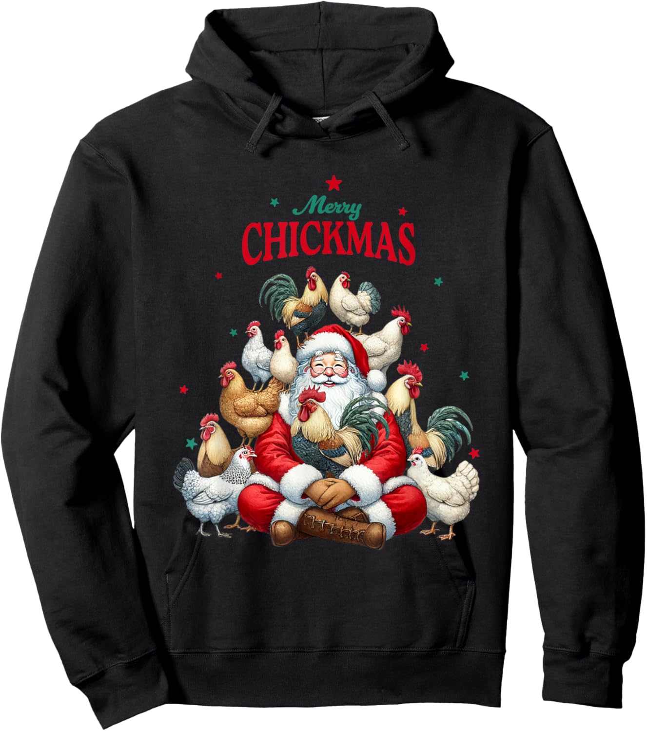Funny Christmas Chicken Merry Chickmas Hoodie - Hoodie | Black