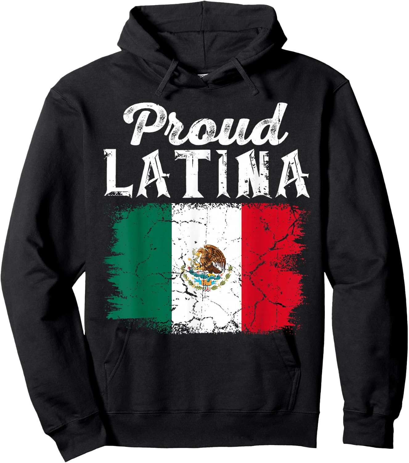 Proud Latina Mexico Hispanic Heritage Month Mexican Flag Hoodie - Hoodie | Black