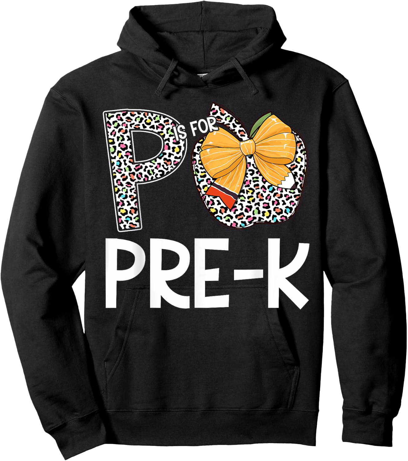 P Is For Pre-K Teacher Leopard Apple Back To School Hoodie - Hoodie | Black