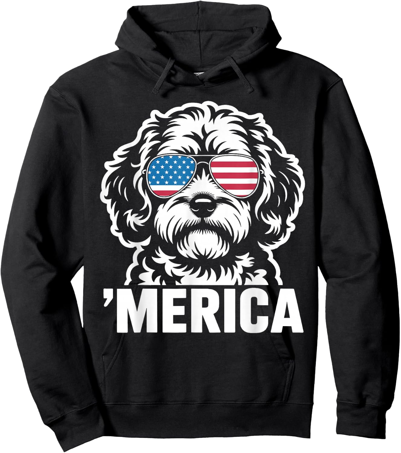 Patriotic USA American Flag 4th of July Cavapoo Hoodie - Hoodie | Black