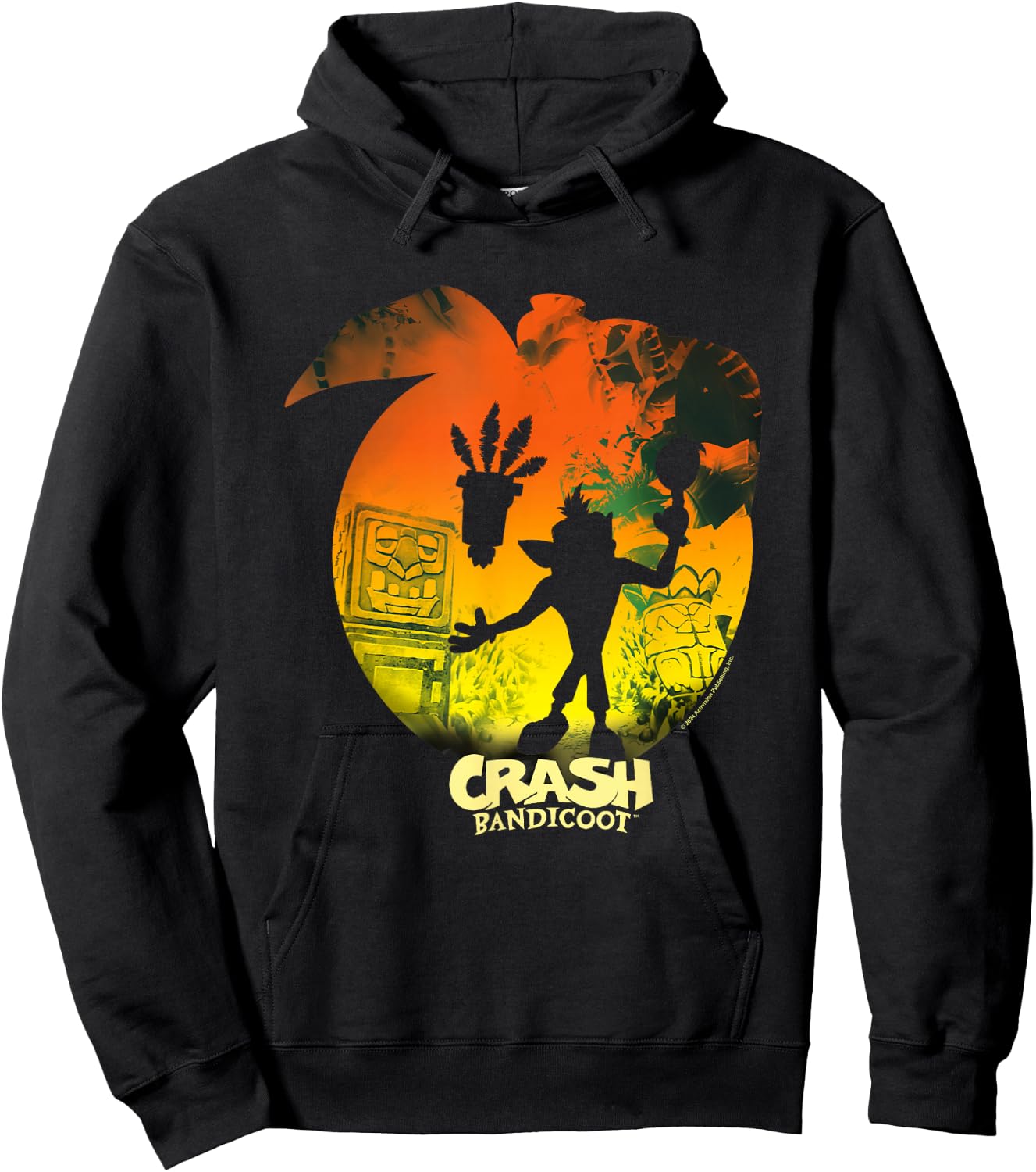 Crash Bandicoot & Aku Aku Silhouettes Distressed , Small, Black Hoodie - Hoodie | Black