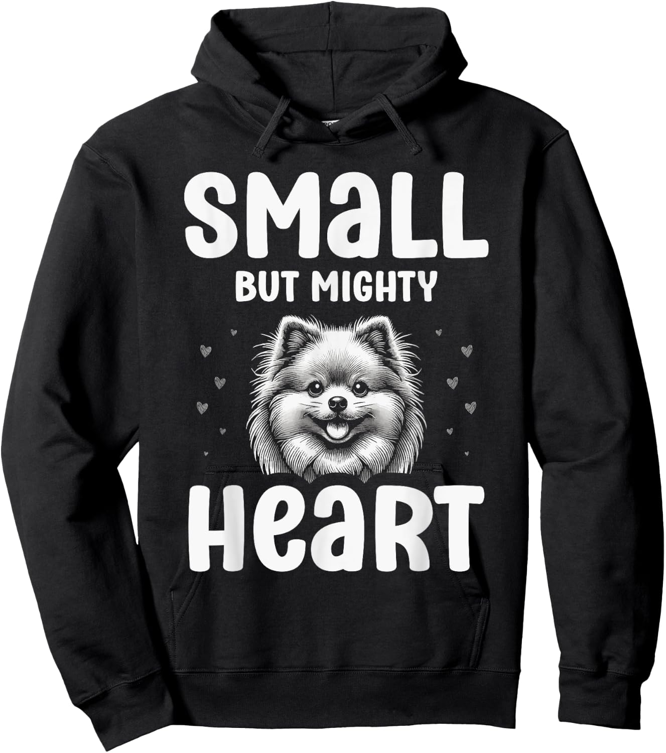 Pomeranian Pet Puppy Small But Mighty Heart Hoodie - Hoodie | Black