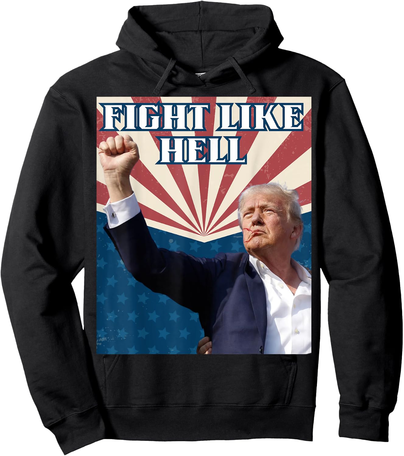 Fight Like Hell Trump 2024 Rally Shot America Hoodie - Hoodie | Black