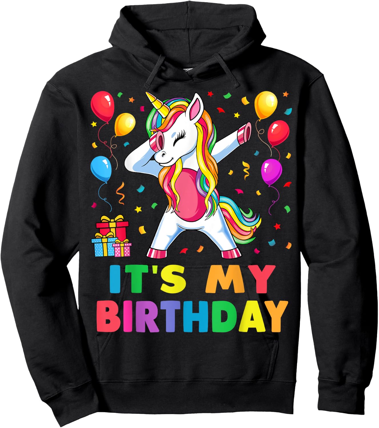It's My Birthday for Girls Unicorn Dabbing Party Gift Hoodie - Hoodie | Black