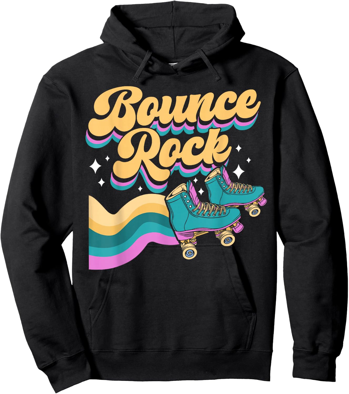 Cool Roller Skating Skate Girl 1970s Retro Bounce Rock Hoodie - Hoodie | Black