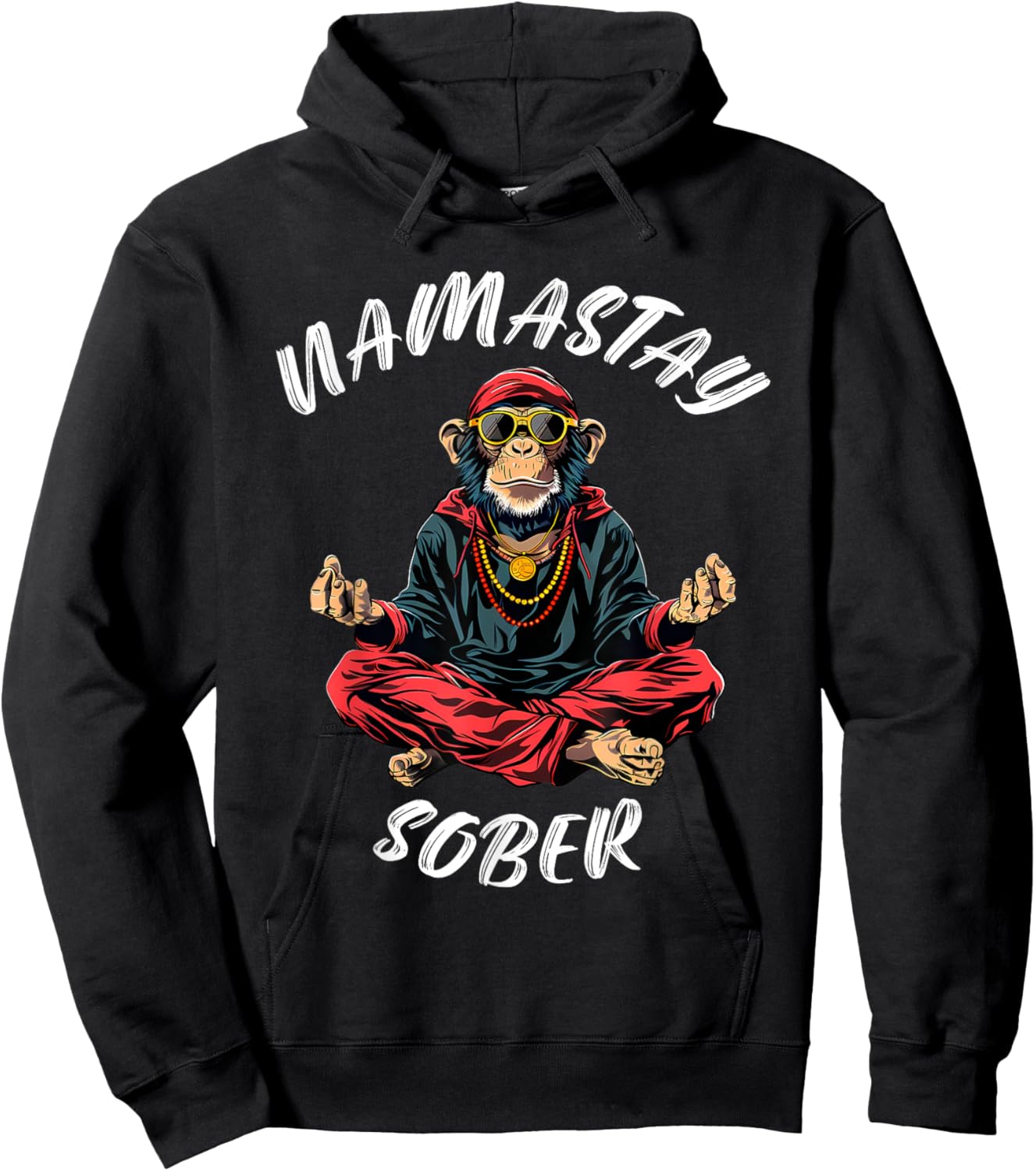 Monkey Funny Sobriety Narcotics Anonymous Namastay Sober Hoodie - Hoodie | Black