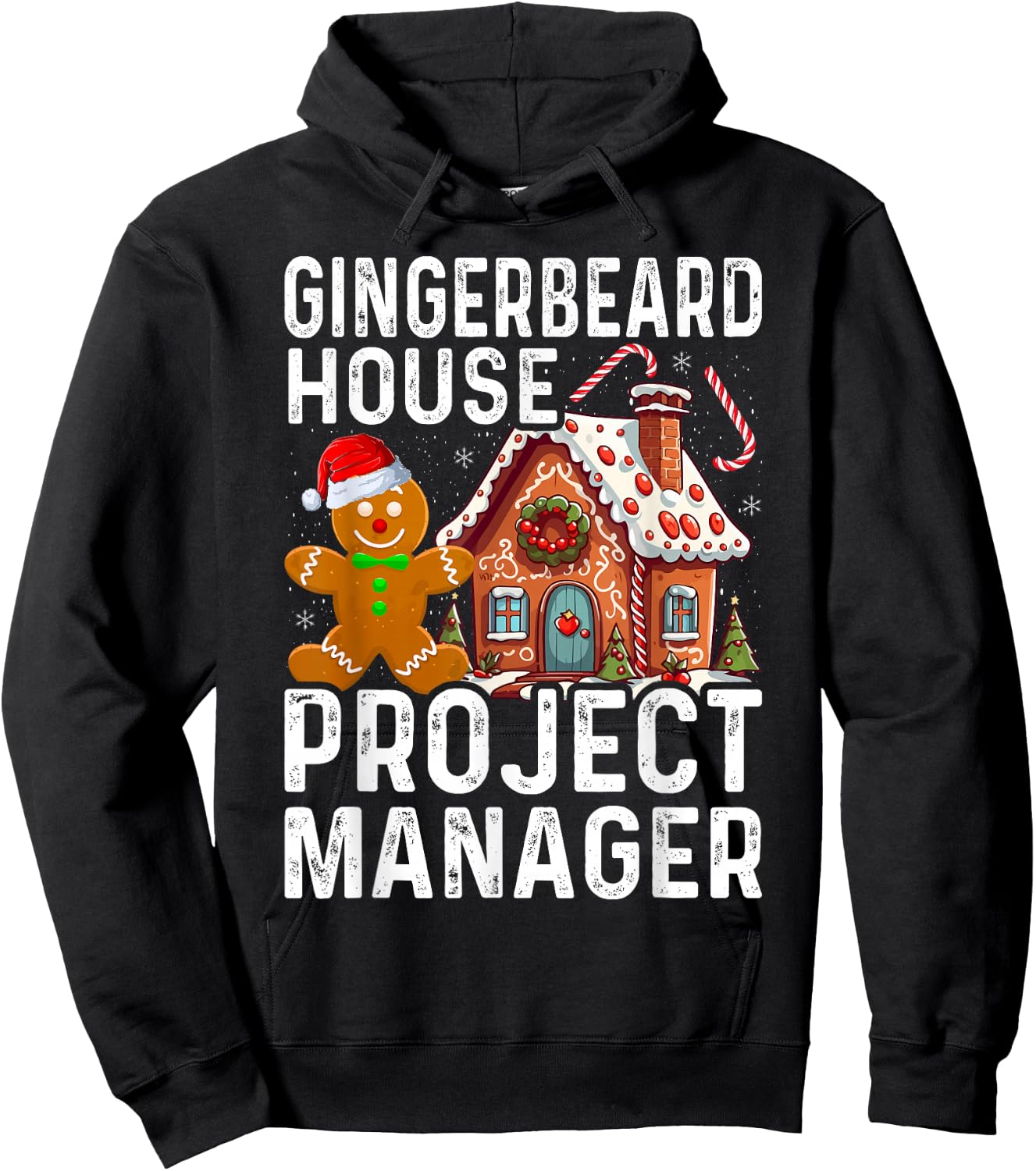 Gingerbread House Project Manager Christmas Cookie Baking Hoodie - Hoodie | Black