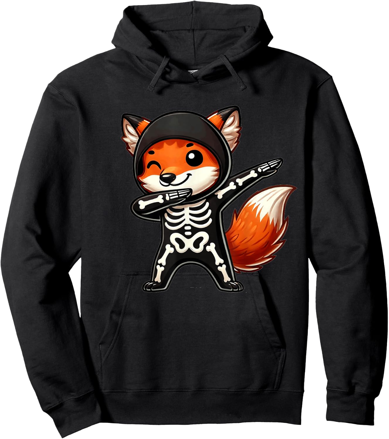 Fox Halloween Skeleton Kids Women Men Fox Hoodie - Hoodie | Black