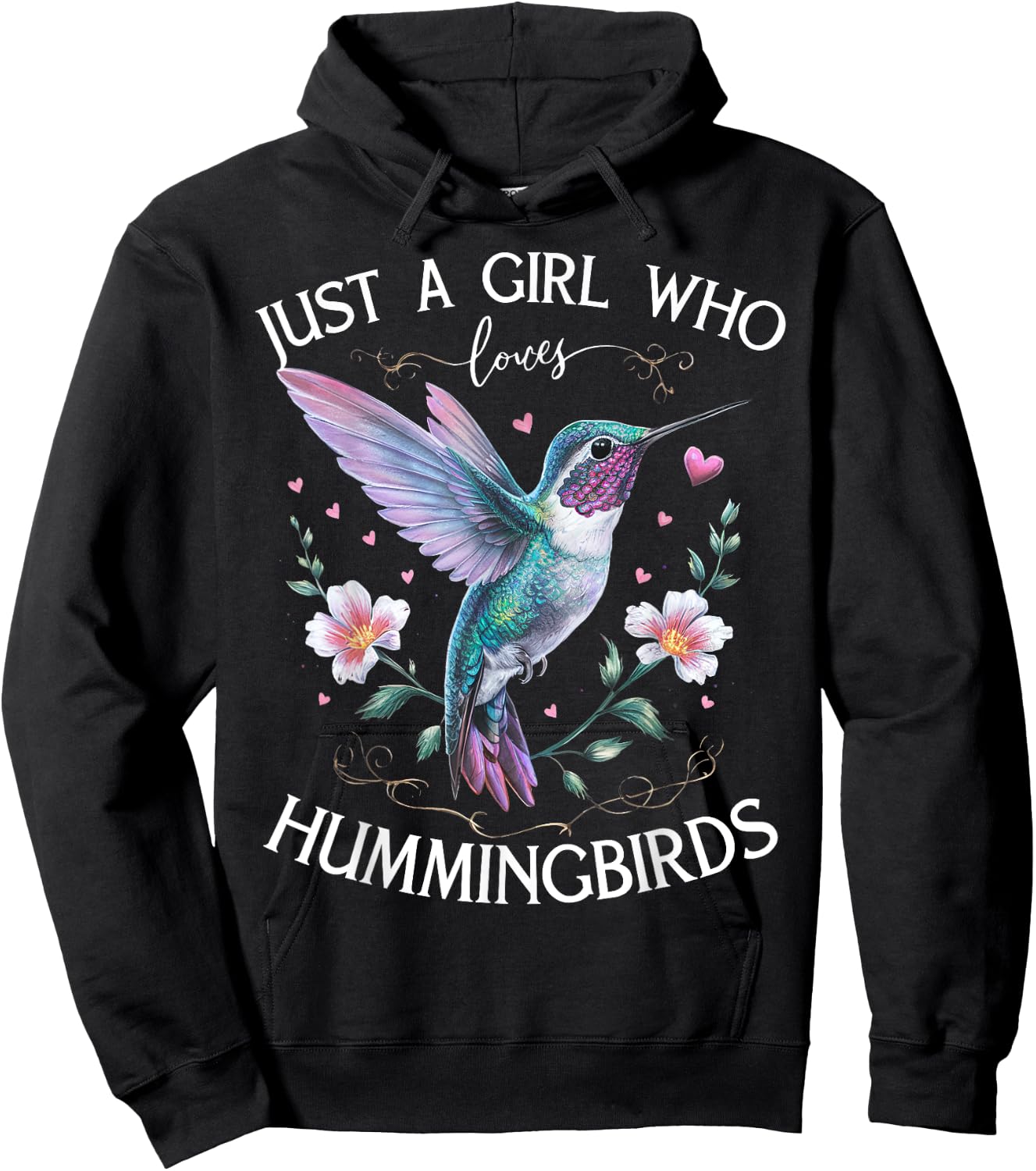 Just a Girl Who Loves Hummingbirds Bird Lovers Nature Hoodie - Hoodie | Black