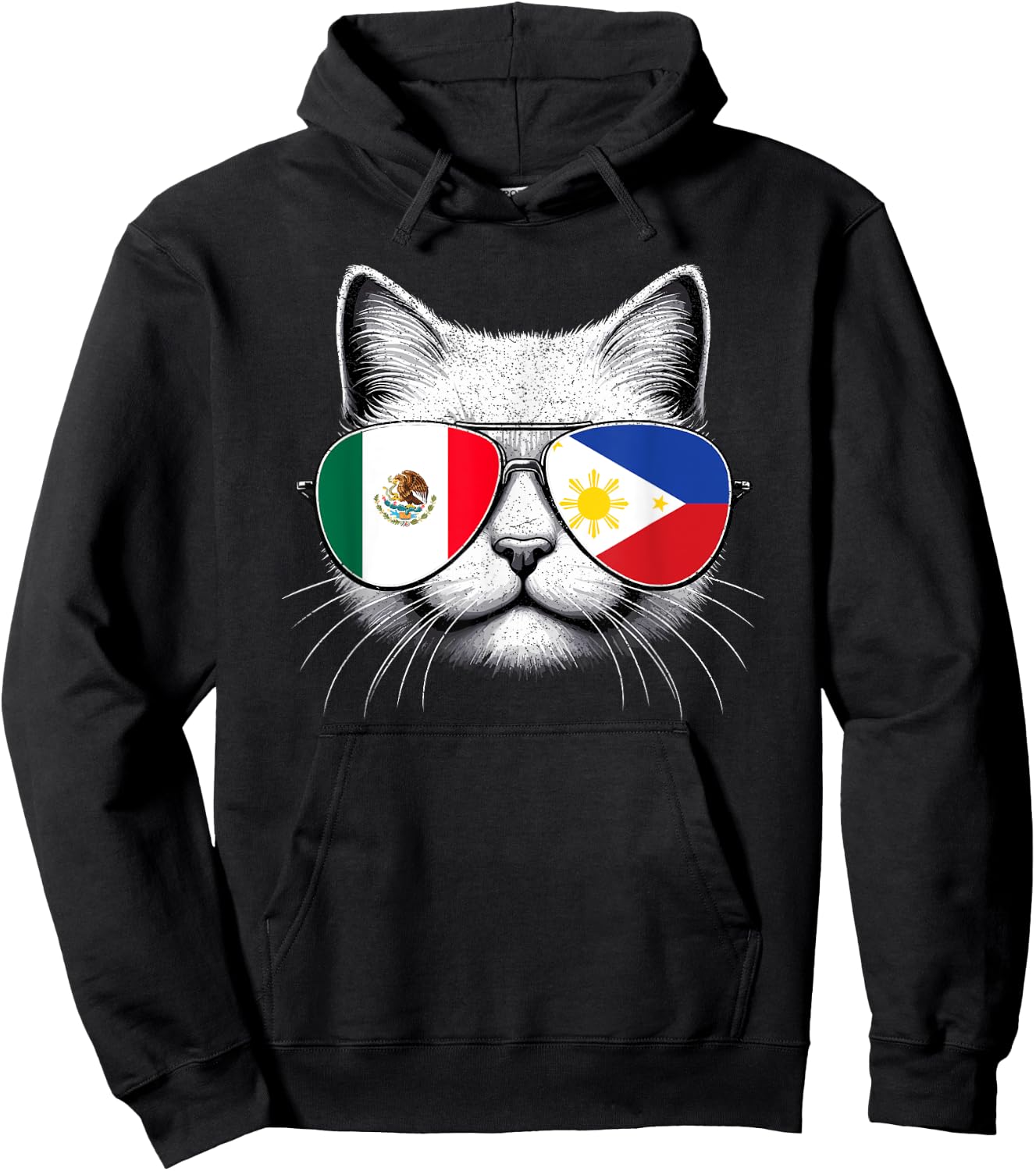 Half Mexican Half Filipino Funny Cat Mexipino Women Kids Hoodie - Hoodie | Black