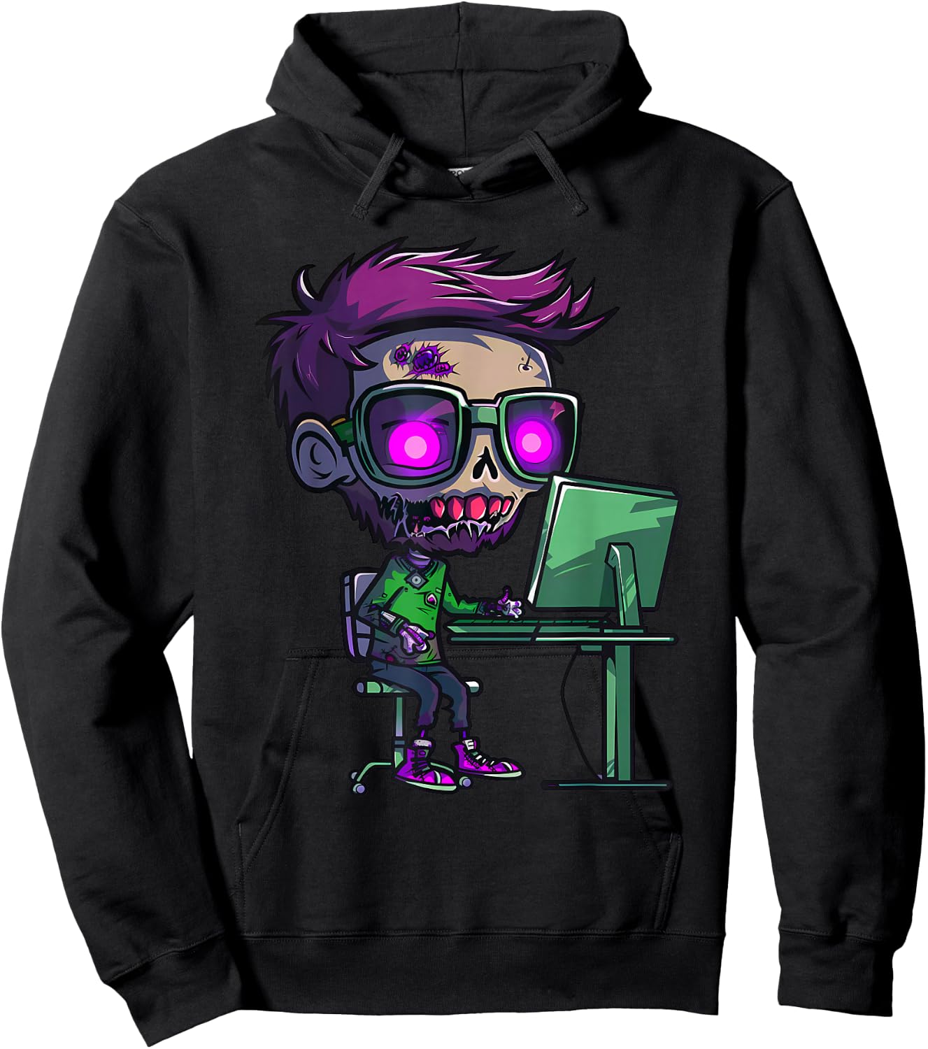 Zombie Computer Programmer Costume Hoodie - Hoodie | Black