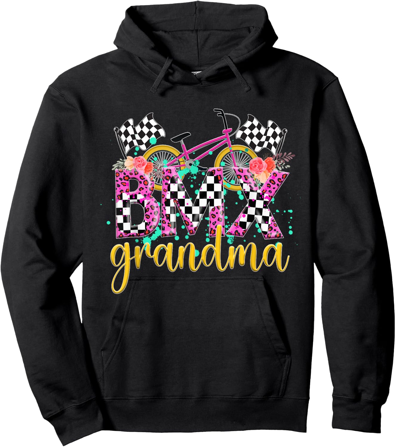 BMX Grandma Leopard Grandma Of A BMX Rider Grandmother Hoodie - Hoodie | Black
