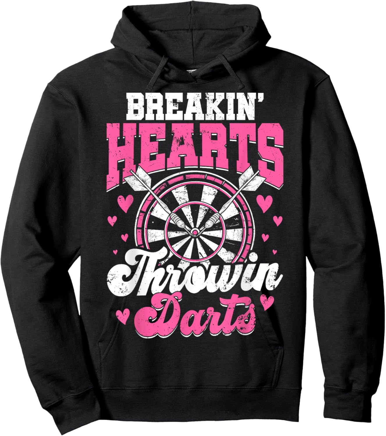 Breakin' Hearts Throwin' Darts Funny Women Darts Hoodie - Hoodie | Black