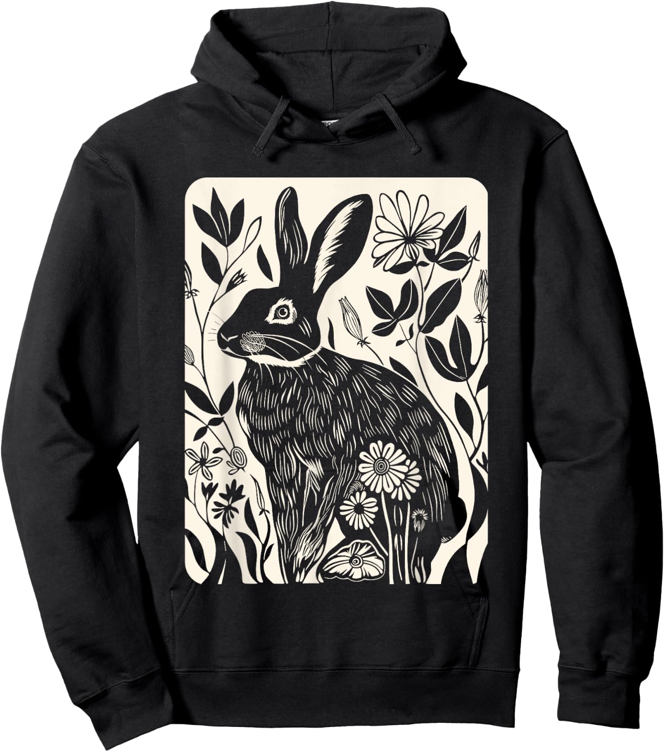 Easter Rabbit Flowers Nature Bunny Lovers, Women, Girls Hoodie - Hoodie | Black