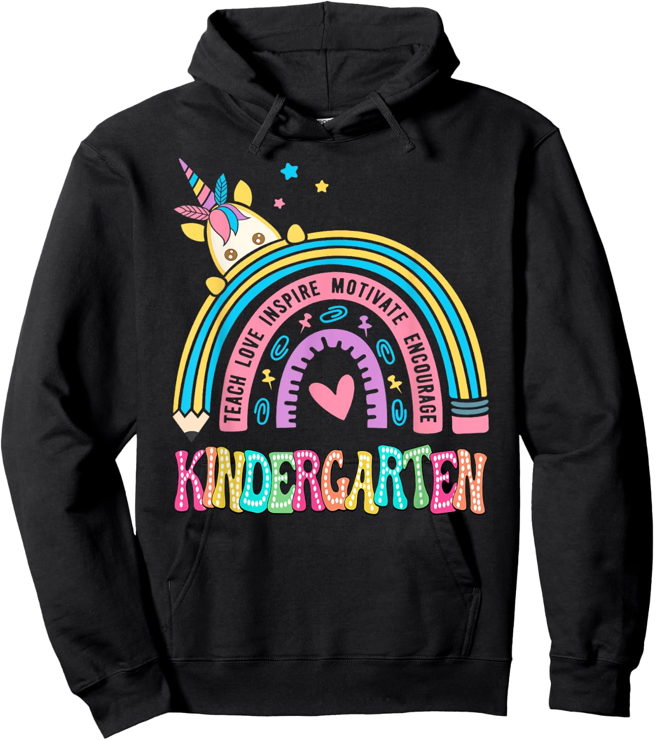 Kindergarten Unicorn Rainbow First Day Of School Hoodie - Hoodie | Black