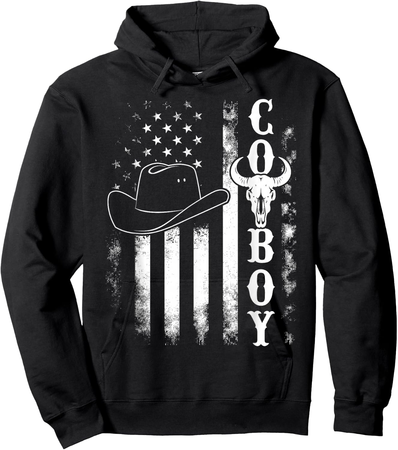Western Country Men Teen Boy Kid Rodeo Southern Retro Cowboy Hoodie - Hoodie | Black