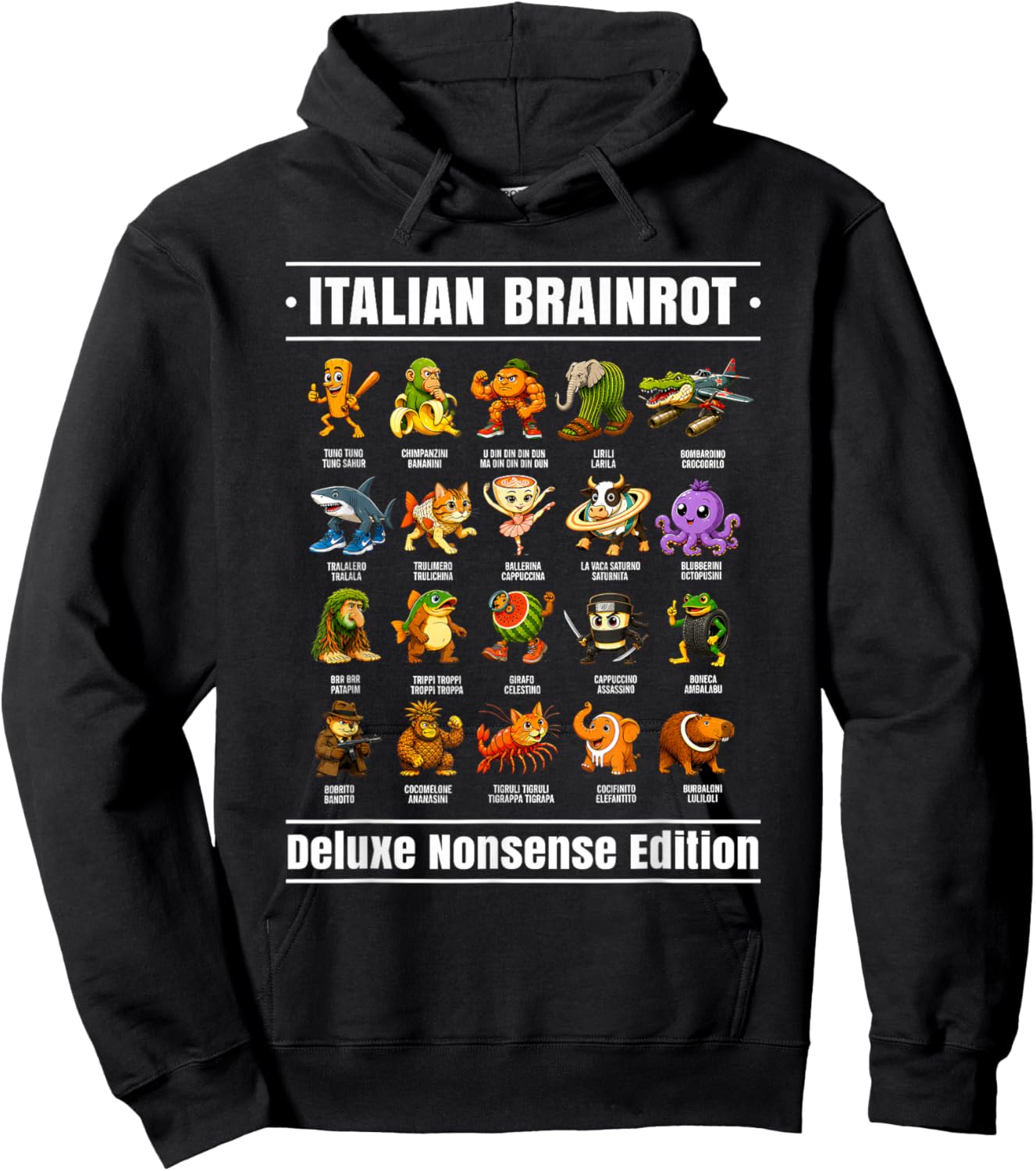 Italian Brainrot Meme Shirt Italian Brainrot Shirts for Kids Hoodie - Hoodie | Black