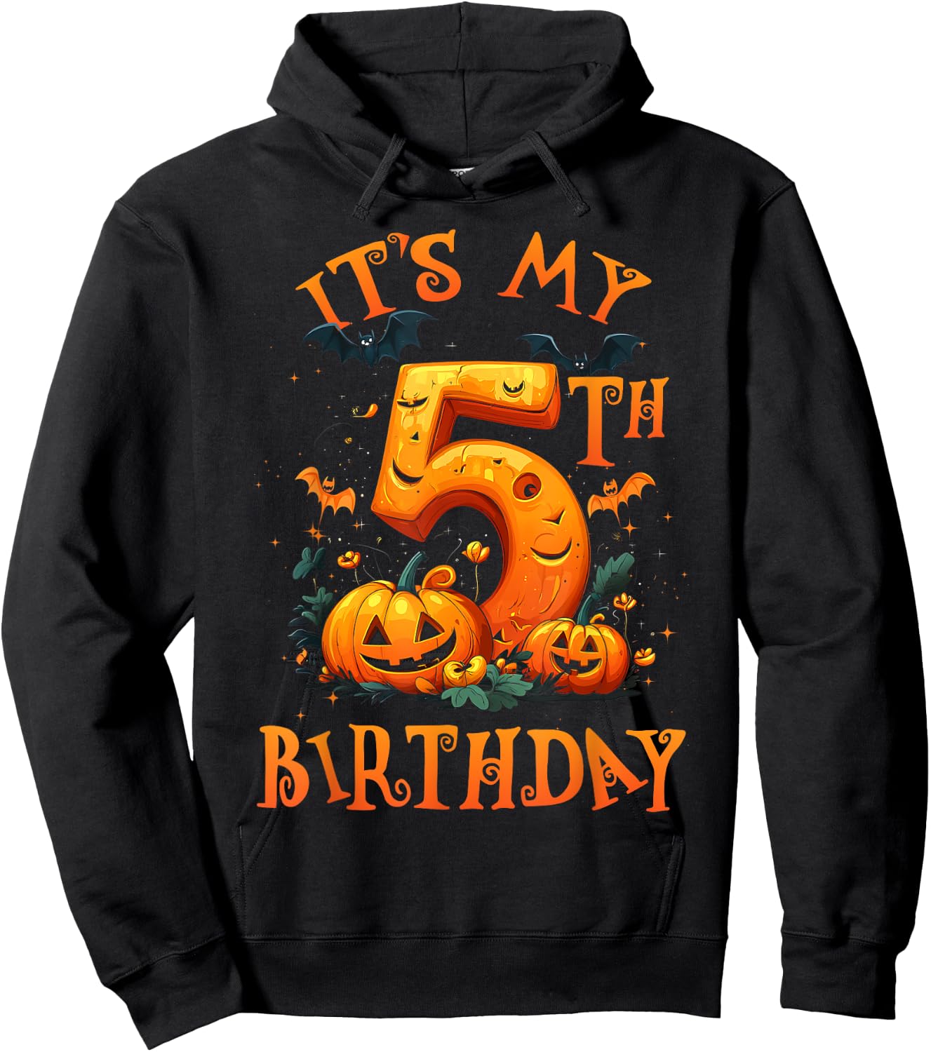 Boo It's My 5th Birthday Halloween Pumpkin 5 Years Old Hoodie - Hoodie | Black