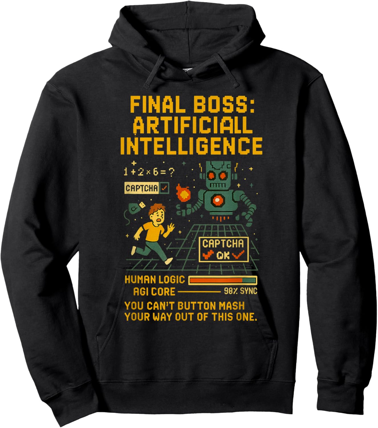 Final Boss: Artificial Intelligence – Captcha Robot Gamer AI Hoodie - Hoodie | Black